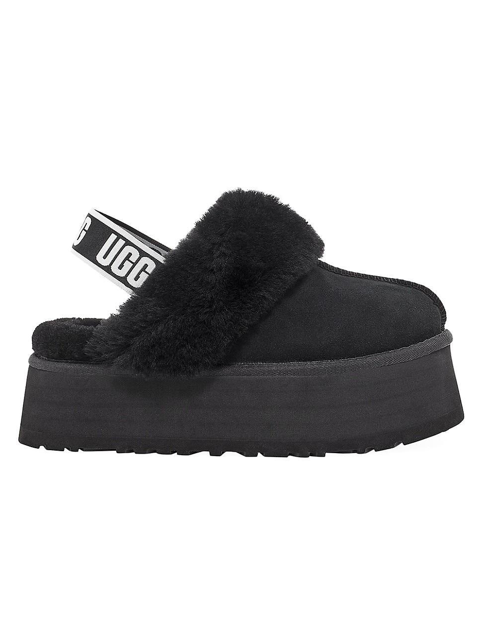 Womens Funkette Suede Sheepskin-Trim Slingback Mules Product Image