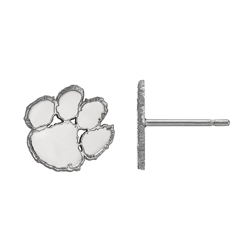 LogoArt Sterling Silver Clemson Tigers Extra Small Post Earrings, Women's Product Image