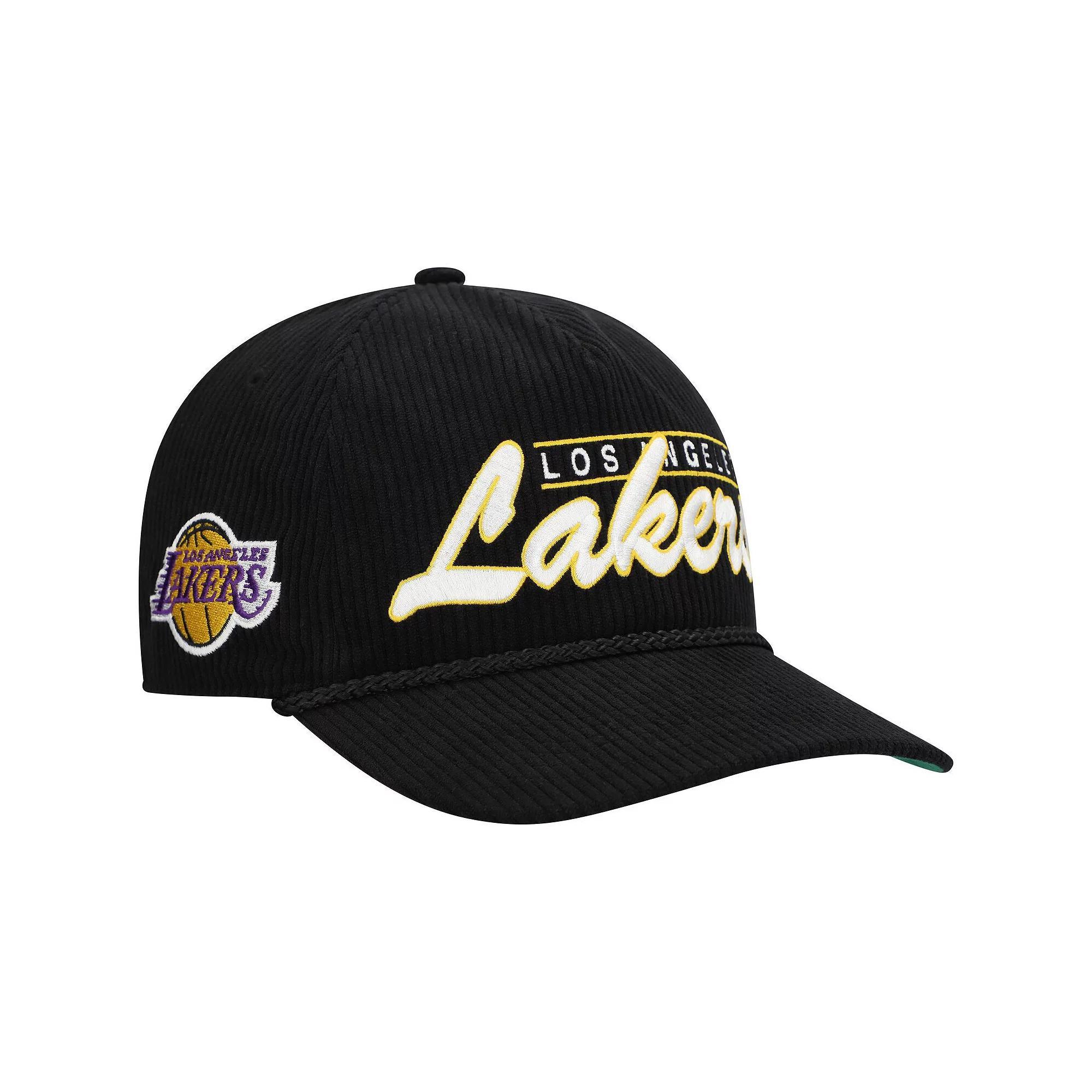 Men's '47  Black Los Angeles Lakers Double Header Sidepatch Cord Hitch Adjustable Hat Product Image