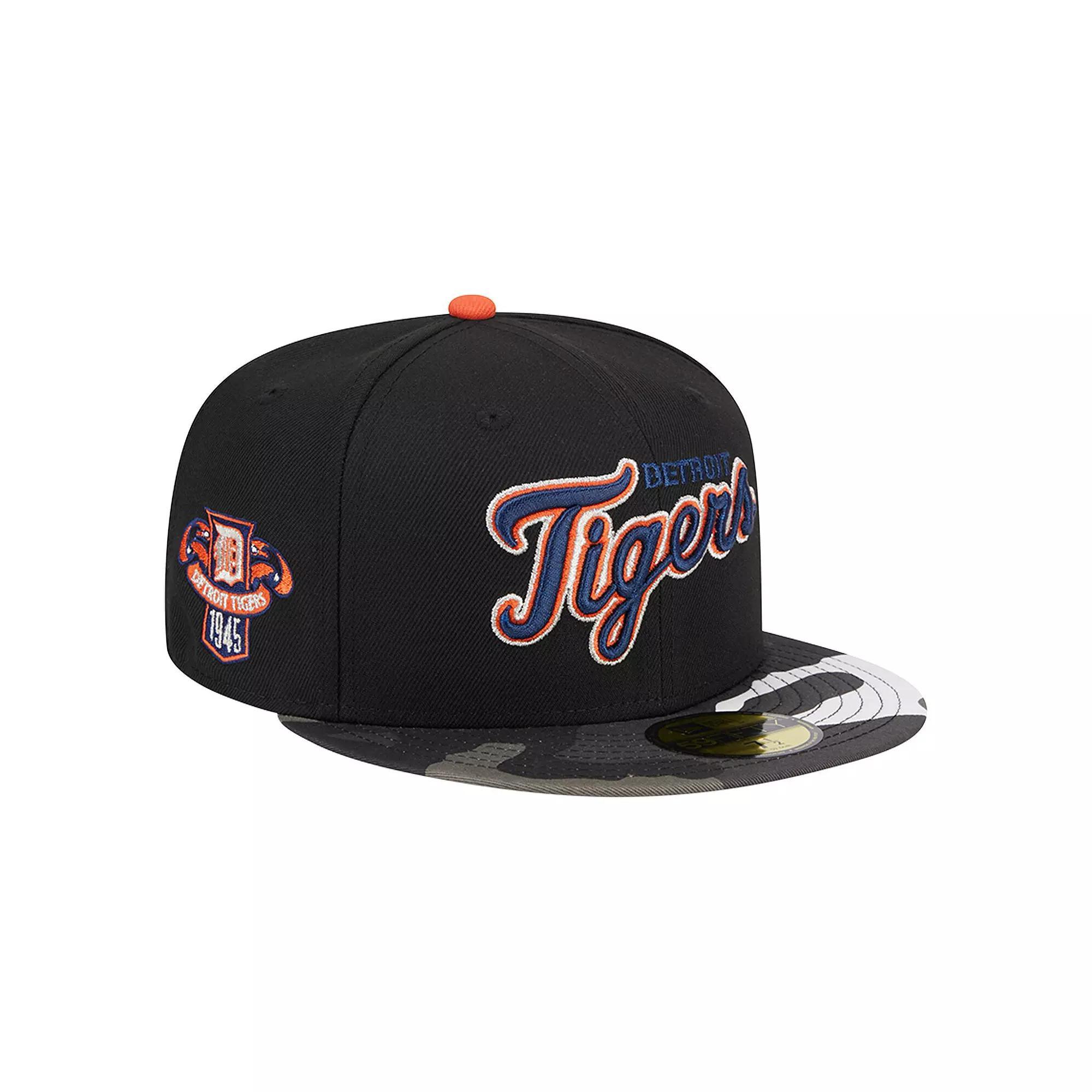 Men's New Era Black Detroit Tigers Metallic Camo 59FIFTY Fitted Hat, Size: 7 1/8 Product Image