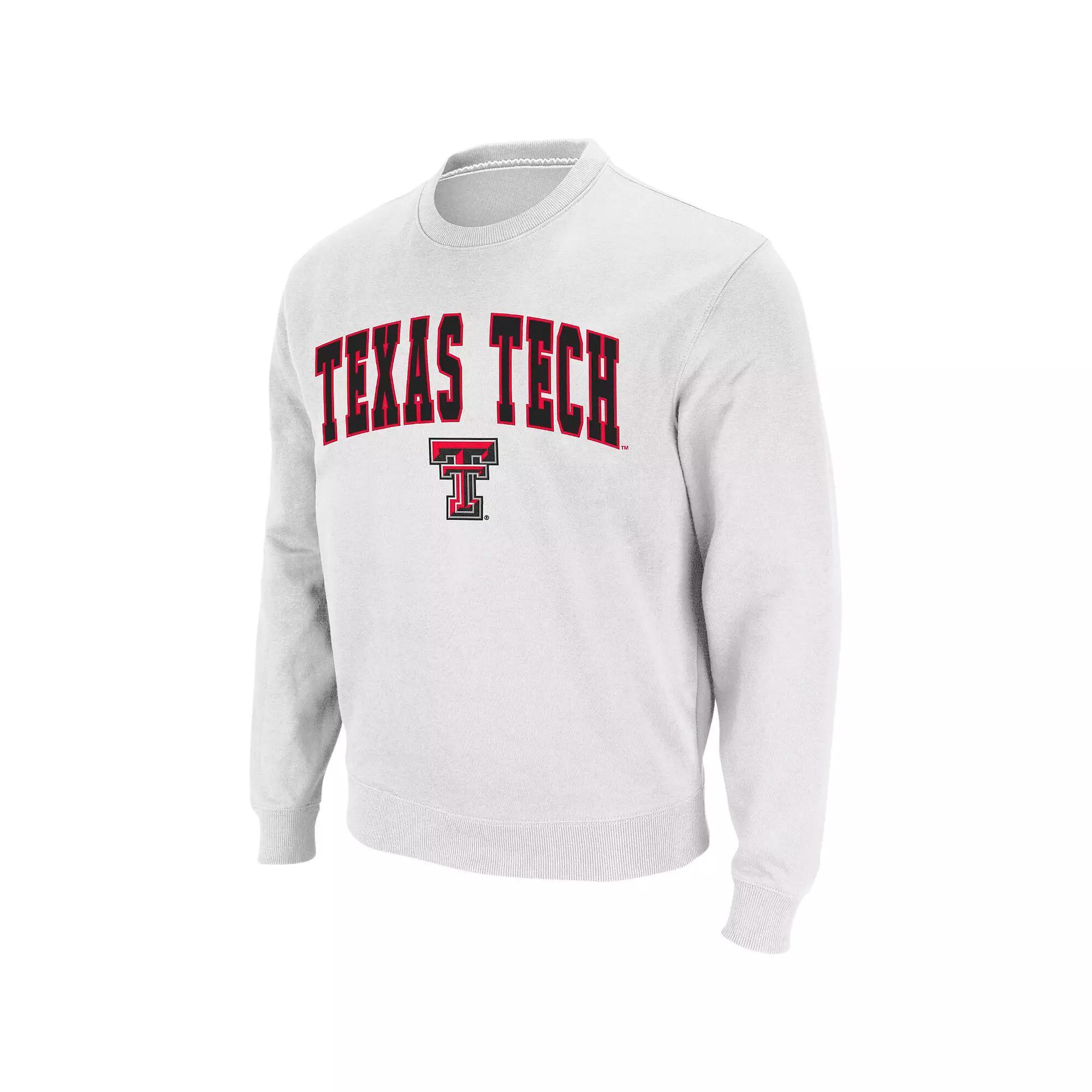 Men's Colosseum White Texas Tech Red Raiders Arch & Logo Crew Neck Sweatshirt, Size: Medium Product Image