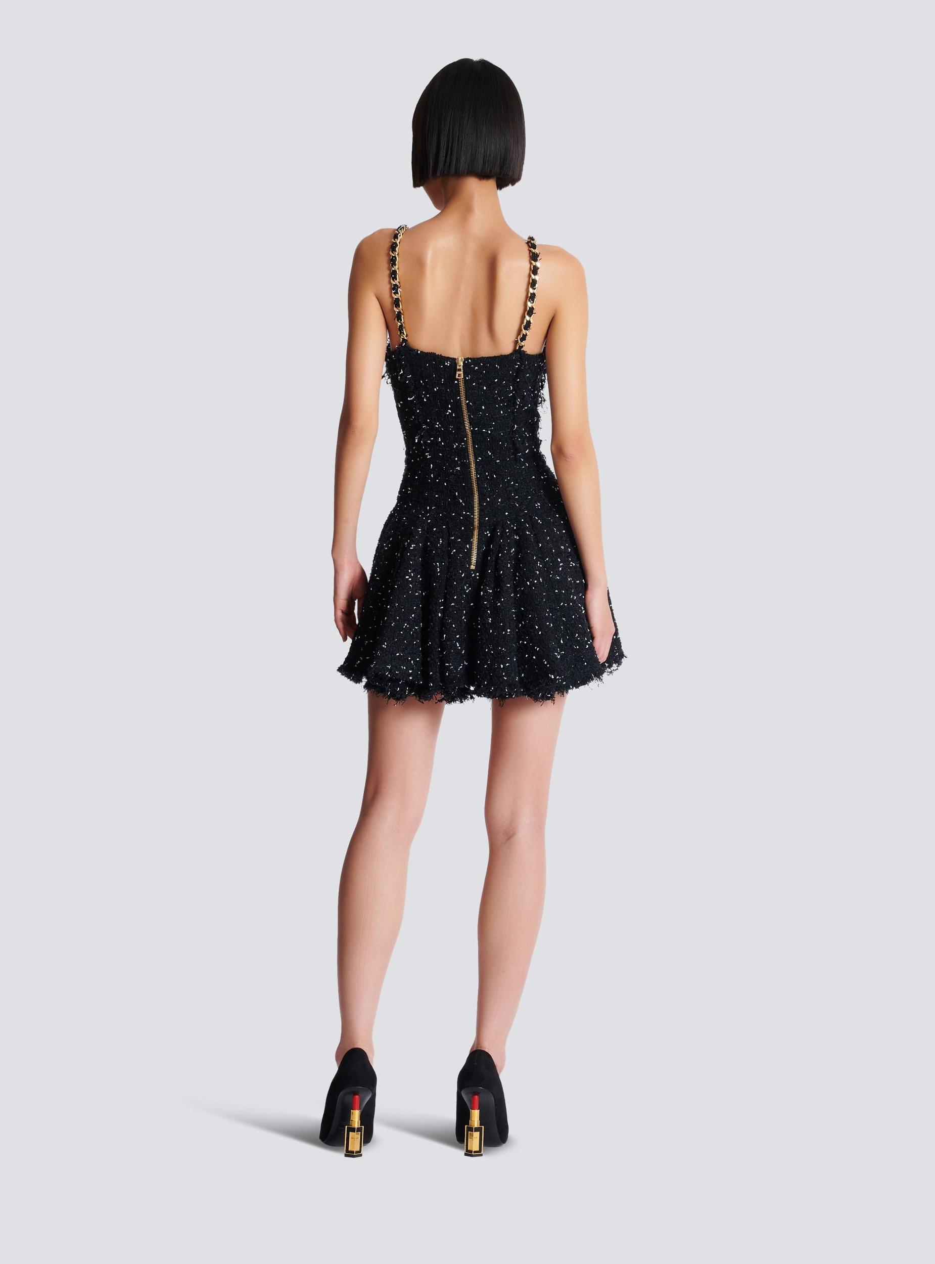 Strappy polka-dot tweed dress Product Image