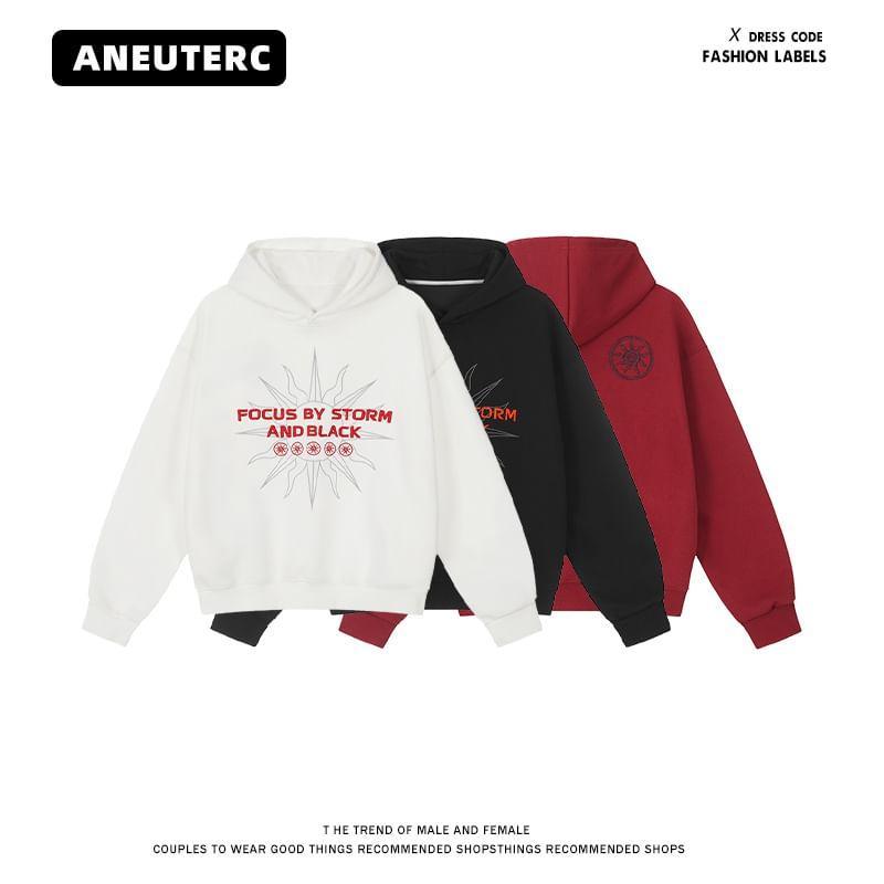 Drop Shoulder Lettering Oversized Hoodie Product Image