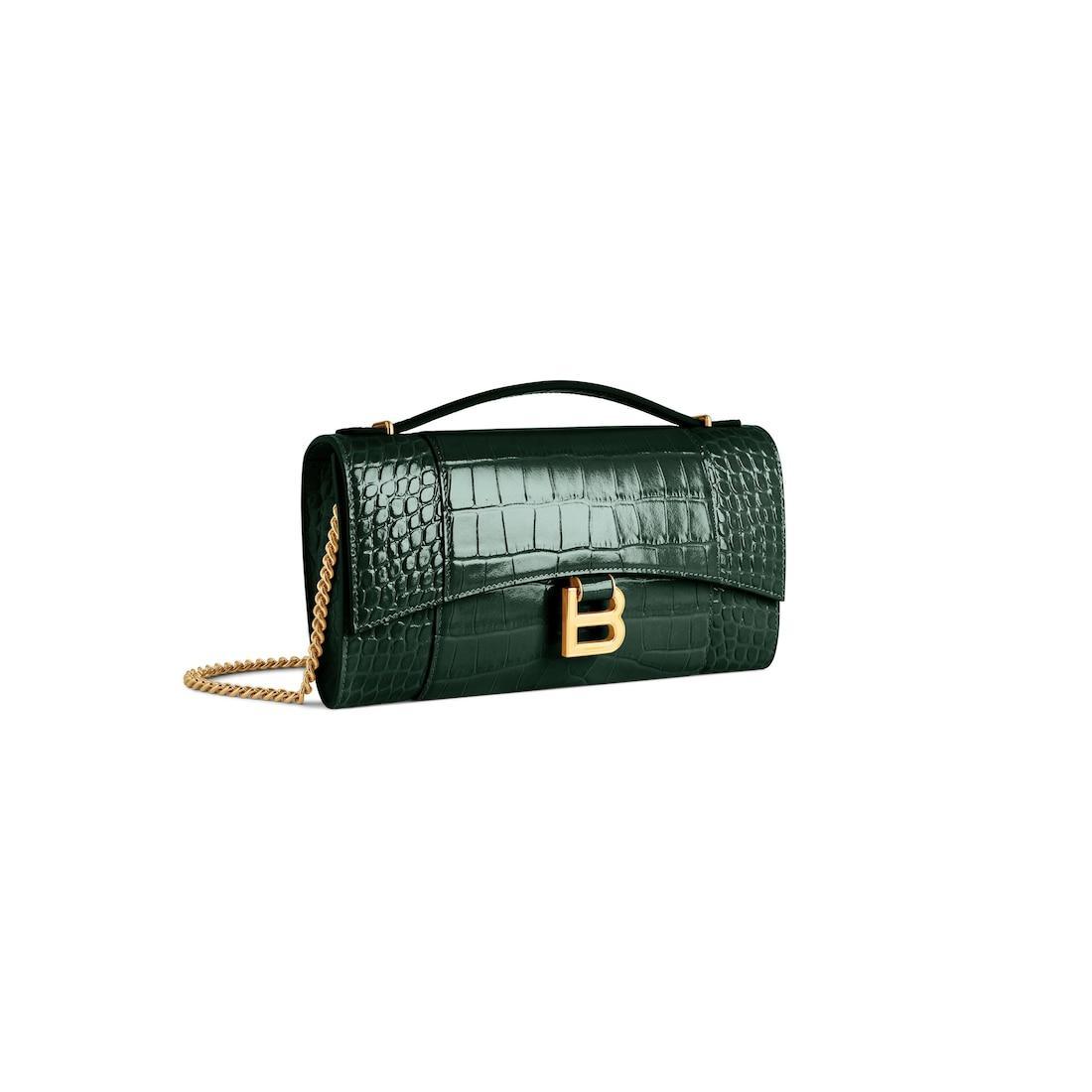 Women's Hourglass Pochette With Chain in Forest Green Product Image