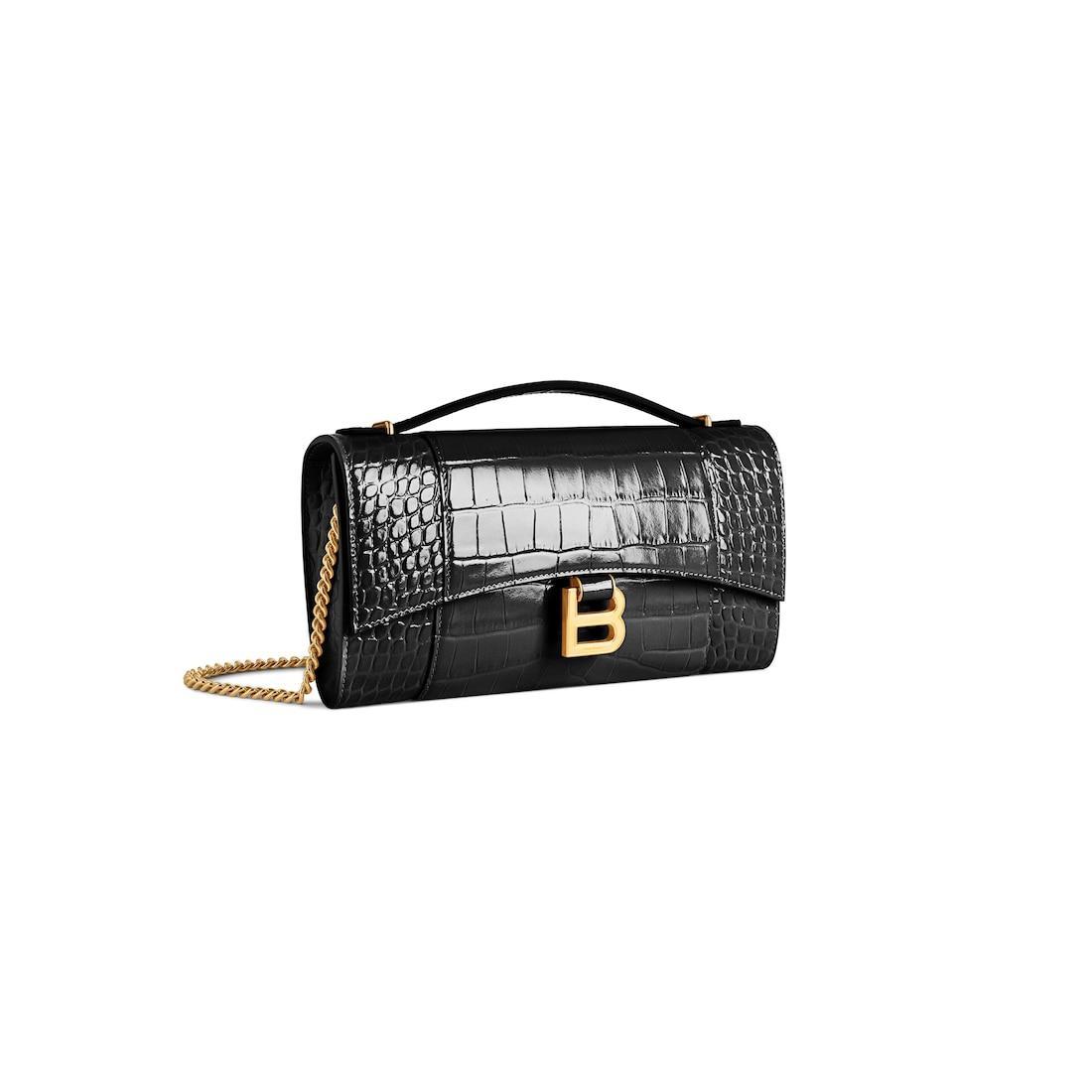 Women's Hourglass Pochette With Chain in Black Product Image