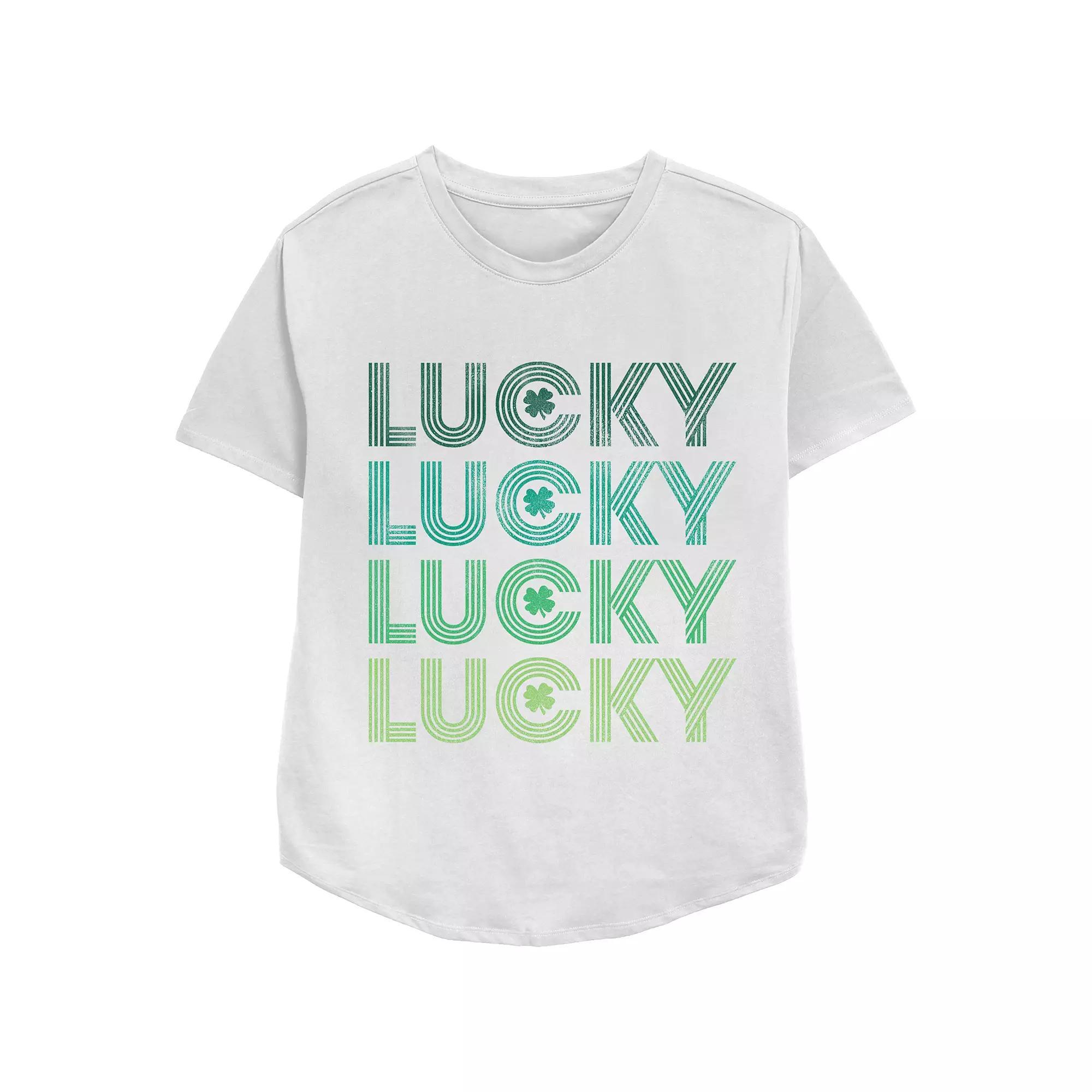 Women's Lucky Four Graphic Tee, Girl's, Size: XXL, White Product Image