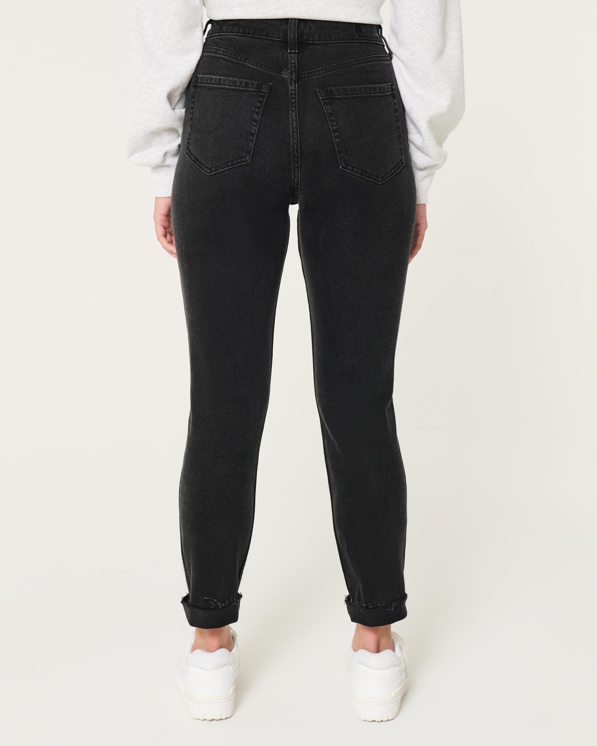 Curvy Ultra High-Rise Ripped Black Mom Jeans Product Image