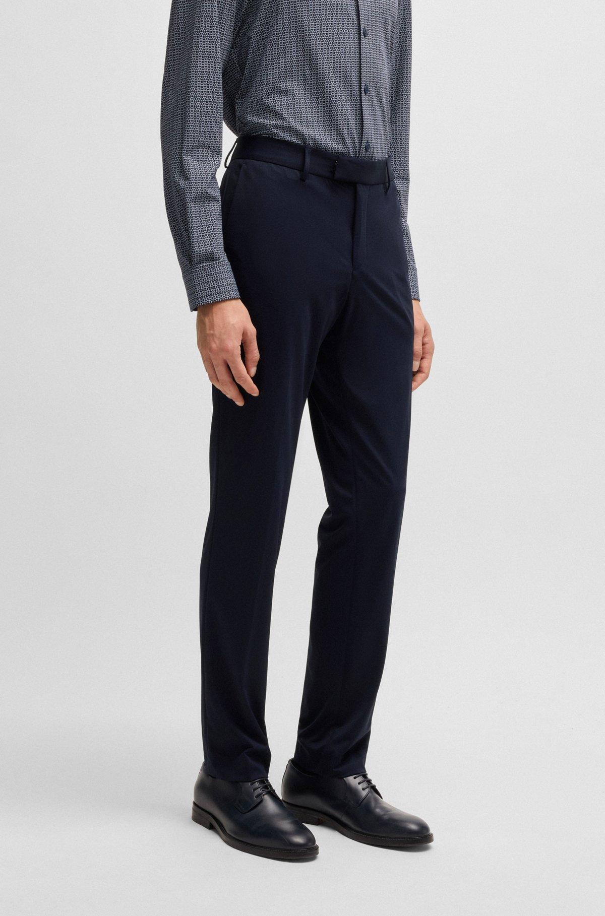 BOSS - Slim-fit washable suit in patterned performance-stretch fabric - Dark Blue Product Image