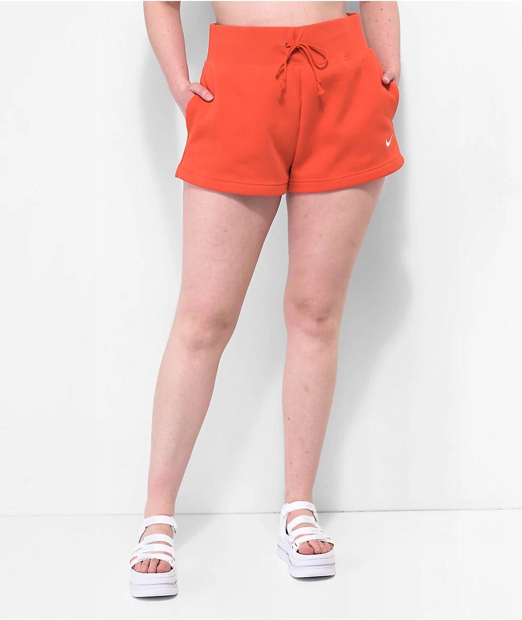 Nike Sportswear Phoenix High-Rise Red Fleece Sweat Shorts Product Image