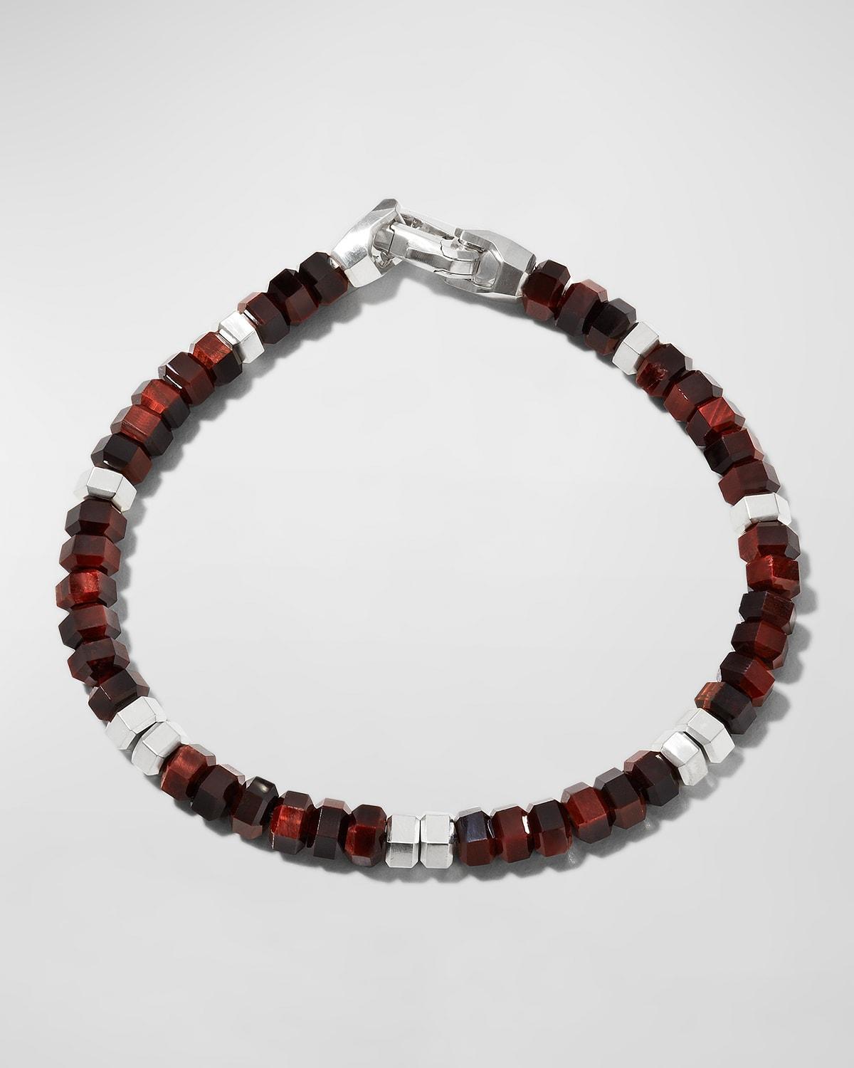 David Yurman Mens Hex Bead Bracelet in Sterling Silver with Red Tigers Eye, 6mm Product Image