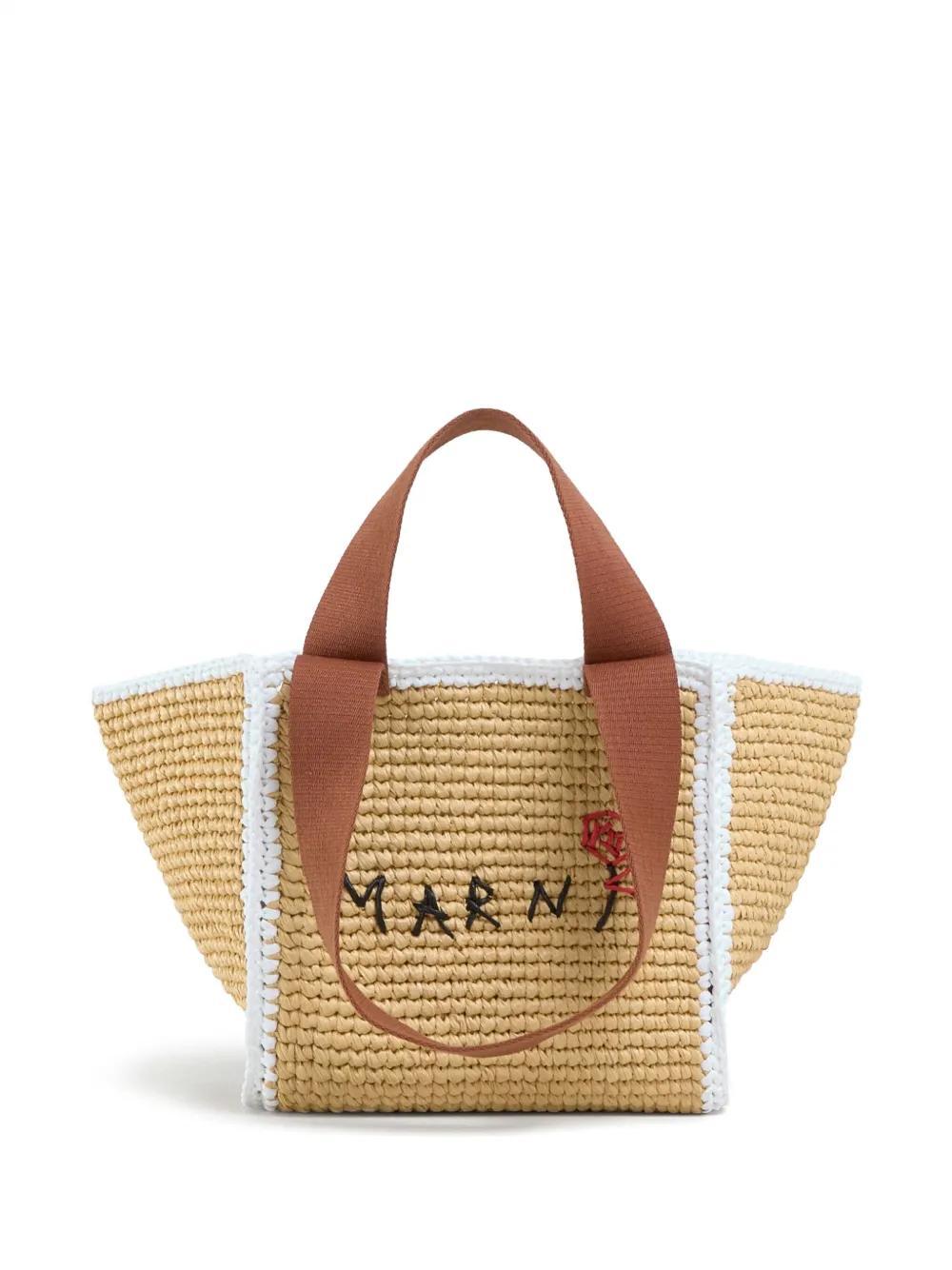 logo-embroidered woven tote bag Product Image