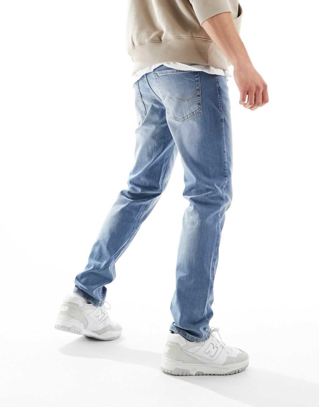 Jack & Jones Glenn slim leg jeans in light wash denim Product Image