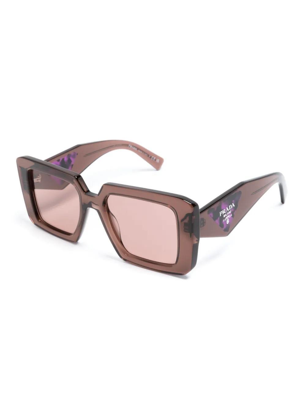 PRADA Logo-print Square-frame Sunglasses In Brown Product Image