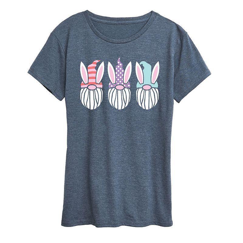 Womens Easter Gnome Faces Graphic Tee Grey Blue Product Image