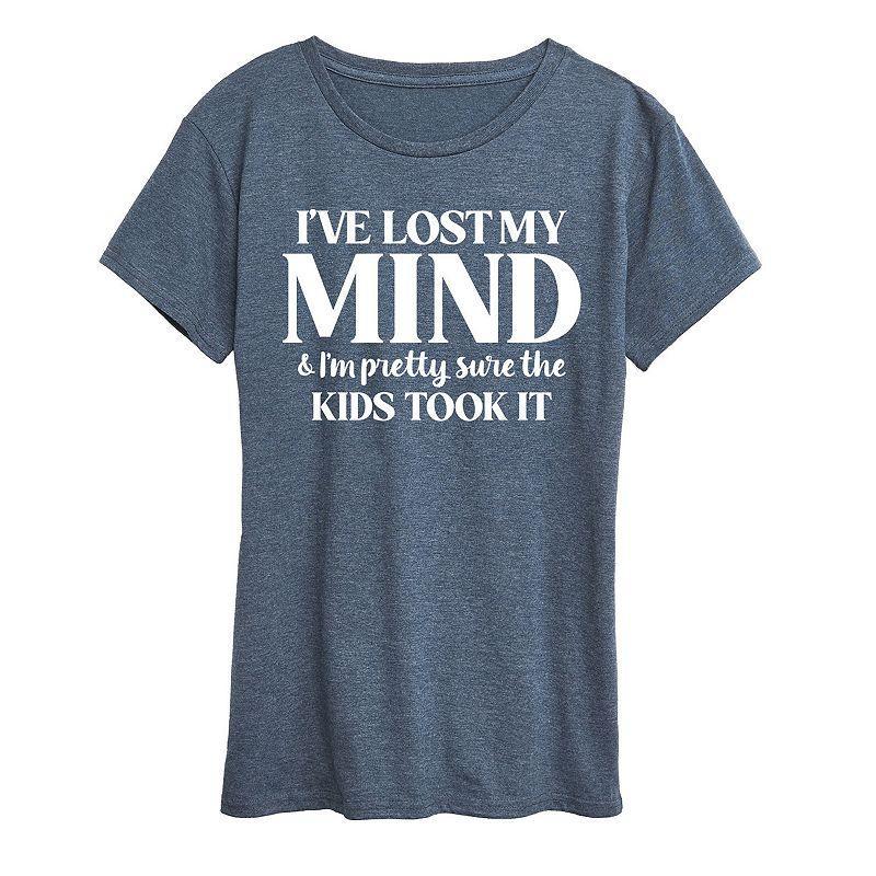 Womens Ive Lost My Mind Graphic Tee, Girls Grey Blue Product Image