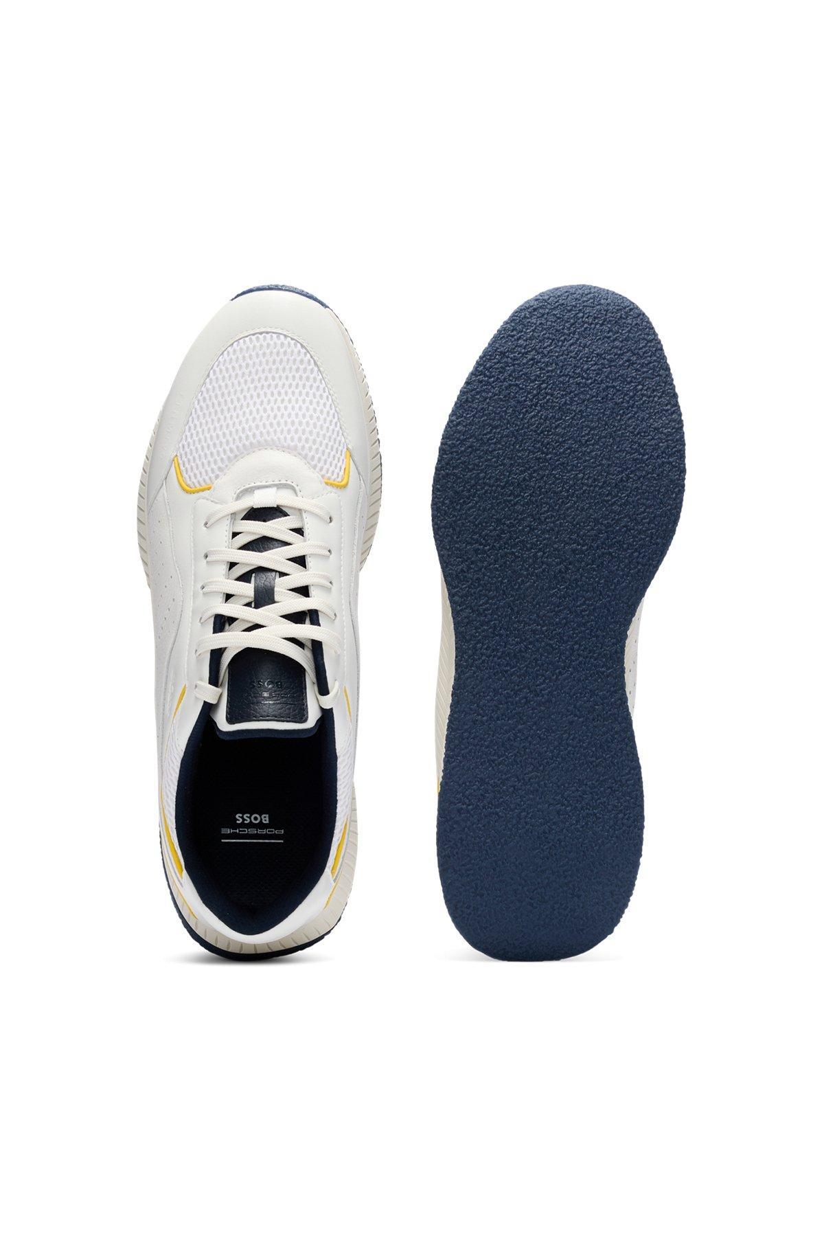 BOSS - Porsche x BOSS perforated-leather trainers with ridged outsole - White Product Image