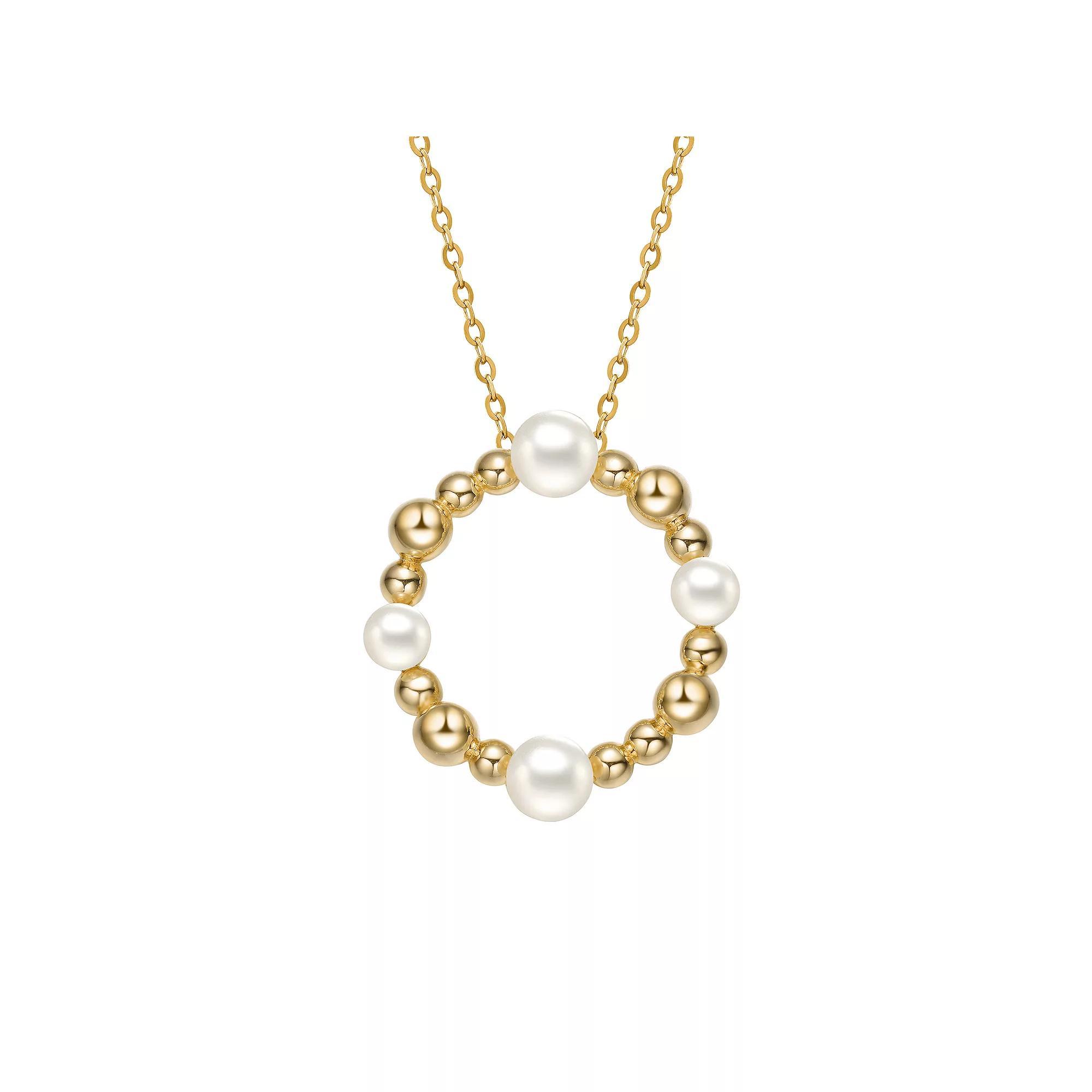 14k Gold Sterling Silver Freshwater Cultured Pearl Round Pendant Necklace, Womens Gold Tone Product Image