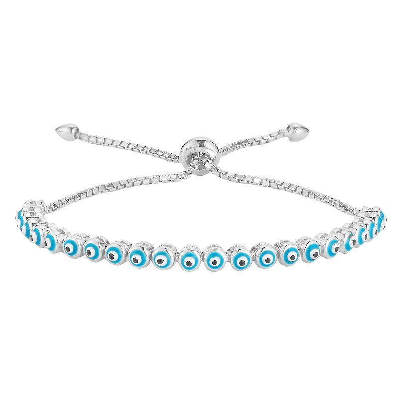 Sunkissed Sterling Cubic Zirconia Evil Eye Adjustable Bracelet, Women's, Size: 7", Gold Tone Product Image