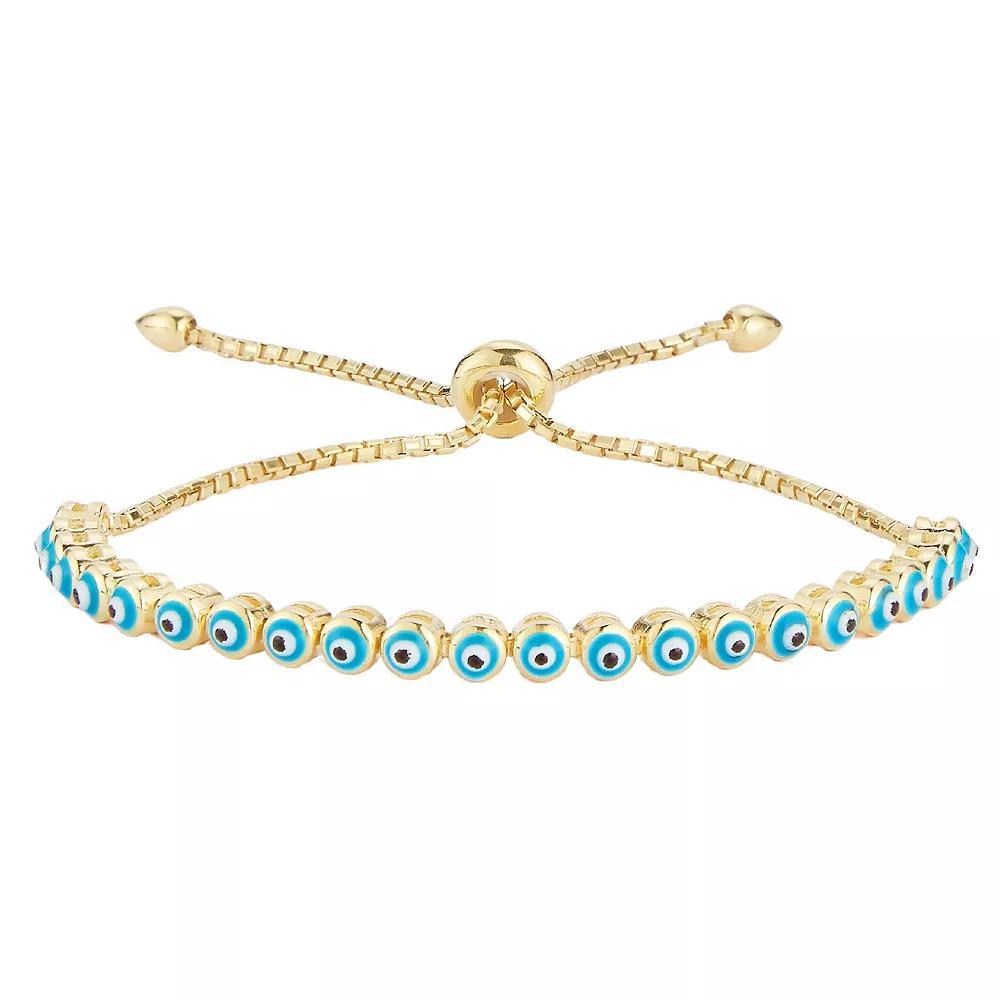 Sunkissed Sterling Cubic Zirconia Evil Eye Adjustable Bracelet, Women's, Size: 7", Gold Tone Product Image