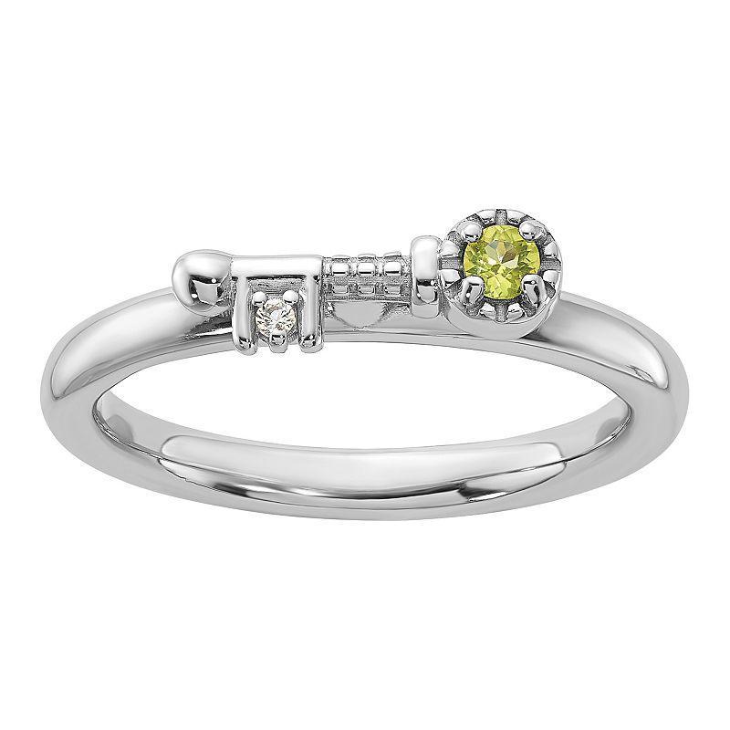 Stacks & Stones Sterling Silver Stackable Gemstone Key Ring, Women's, Size: 8, Peridot Product Image
