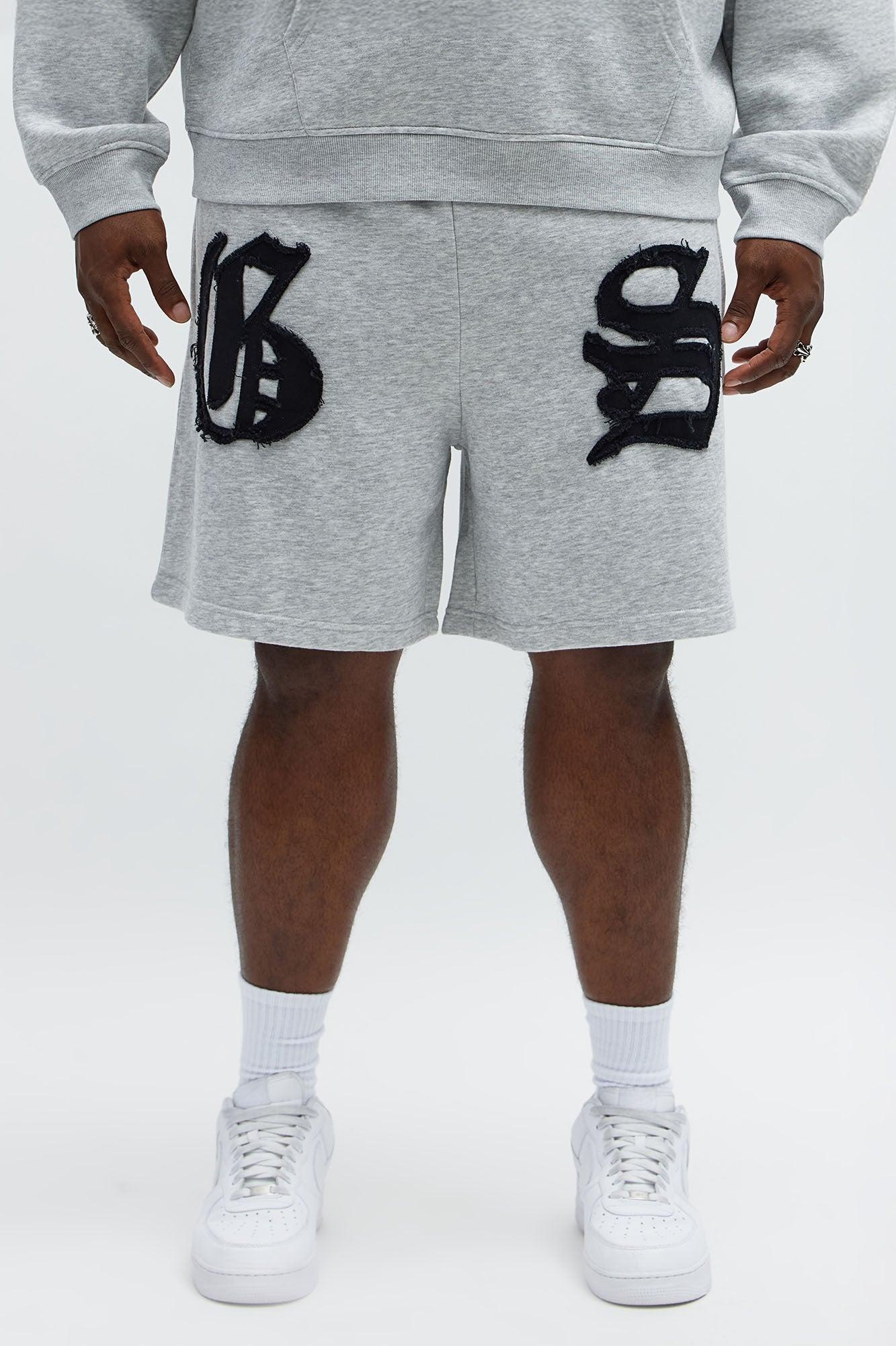 Tyson Relaxed Hit Up Applique Shorts - Heather Grey Male Product Image