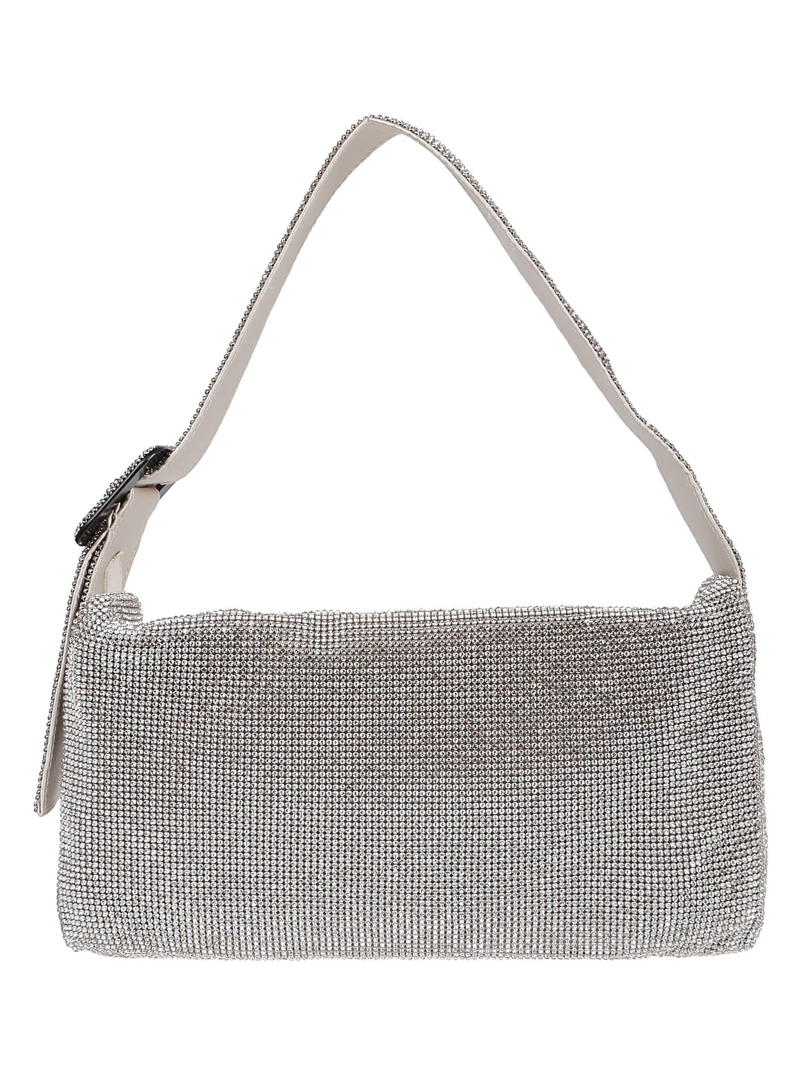 BENEDETTA BRUZZICHES Vitty La Grande Foldover Shoulder Bag In Crystal On Silver Product Image