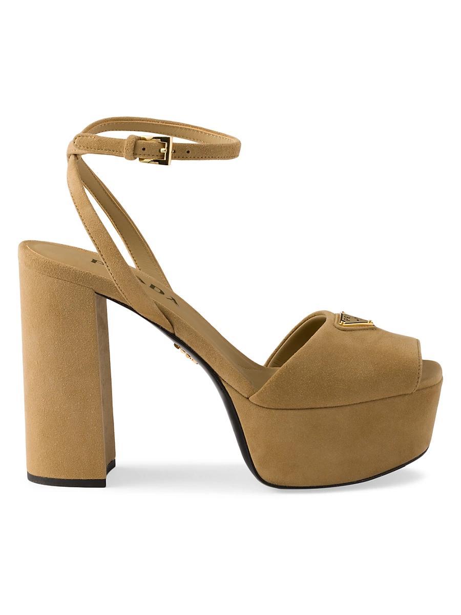 Prada Womens Suede Platform Sandals Product Image
