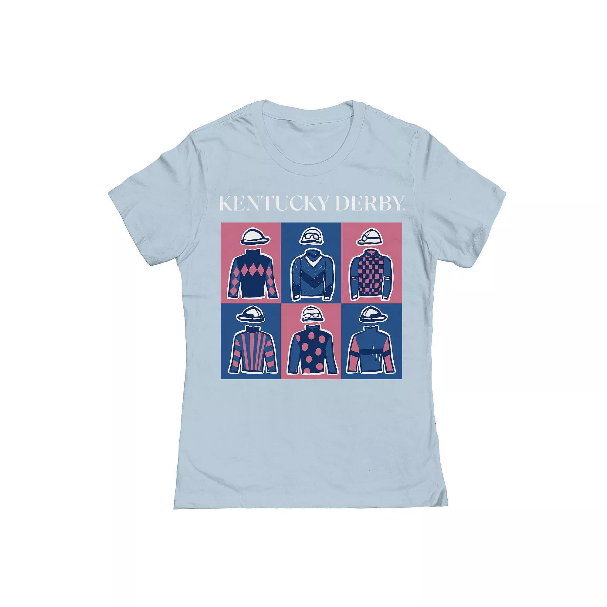 Juniors' Pop Art Rider Kentucky Derby Blue Graphic T-Shirt, Women's, Size: Small, Light Blue Product Image