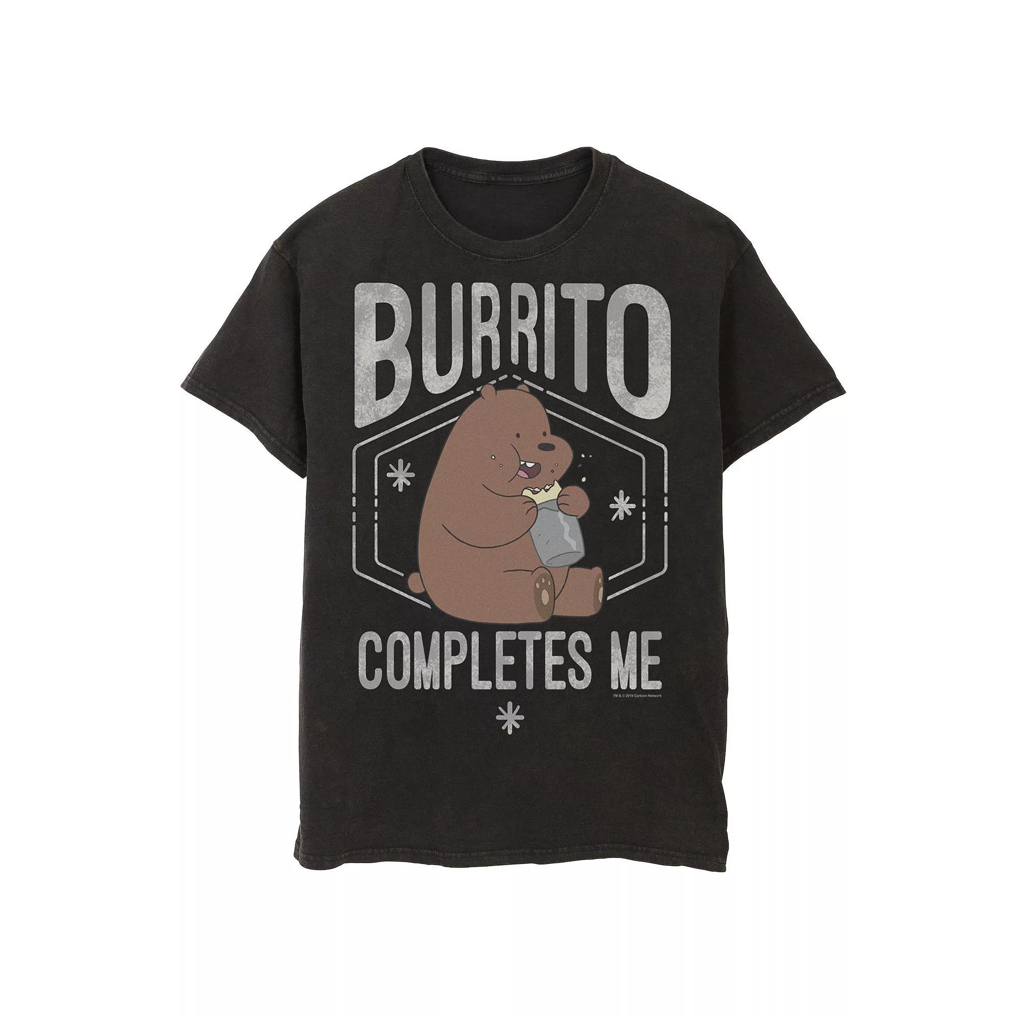 Men's Cartoon Network We Bare Bears Burrito Completes Me Portrait Graphic Tee, Size: XXL, Black Product Image
