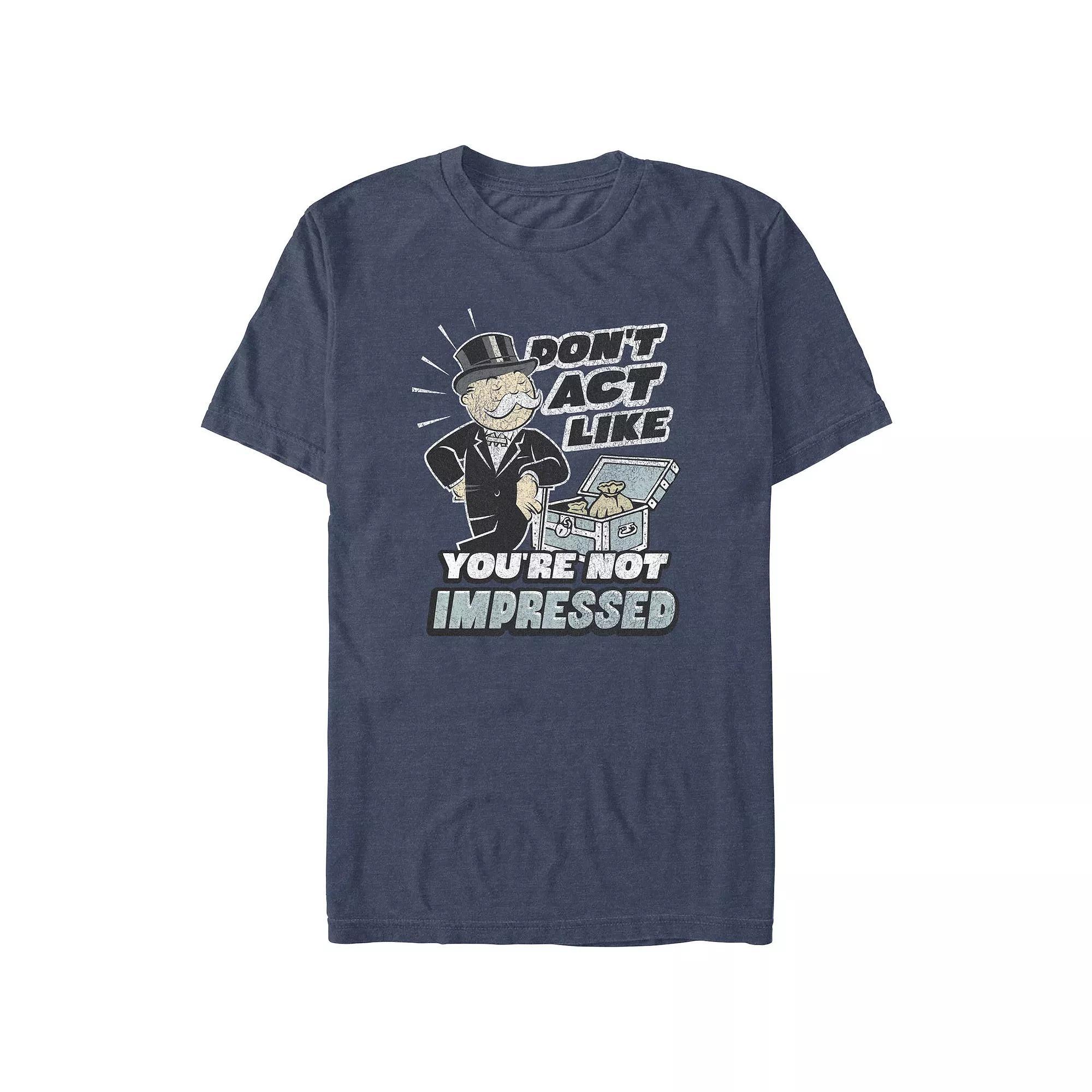 Men's Monopoly Don't Act Like You're Not Impressed Graphic Tee, Size: Small, Navy Grey Product Image