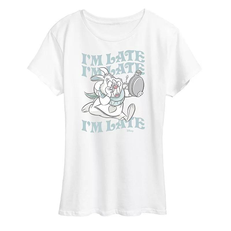 Disneys Alice in Wonderland Rabbit Womens Im Late Graphic Tee Product Image