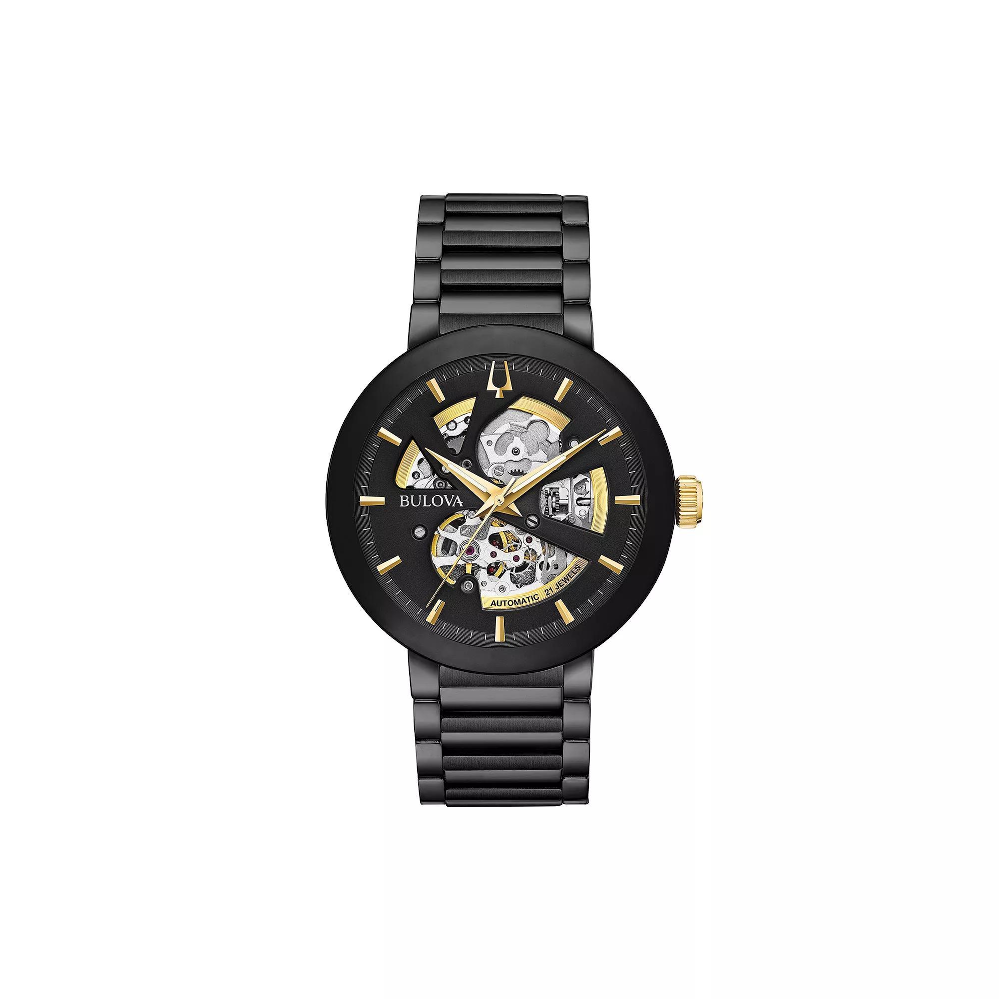 Bulova Men's Modern Automatic Black Ion-Plated Stainless Steel Skeleton Watch - 98A203, Size: Large Product Image