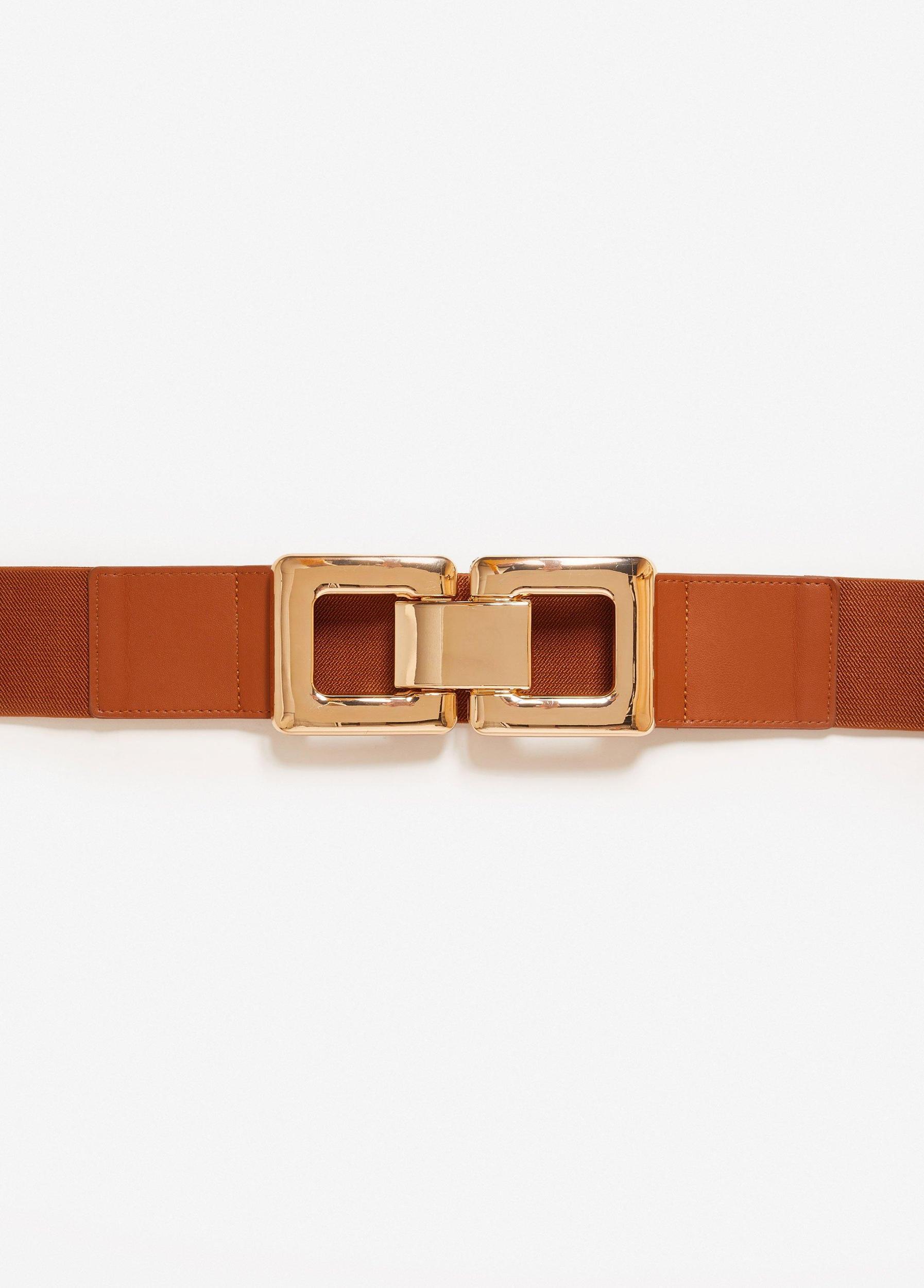Square Buckle Paneled Stretch Belt Product Image