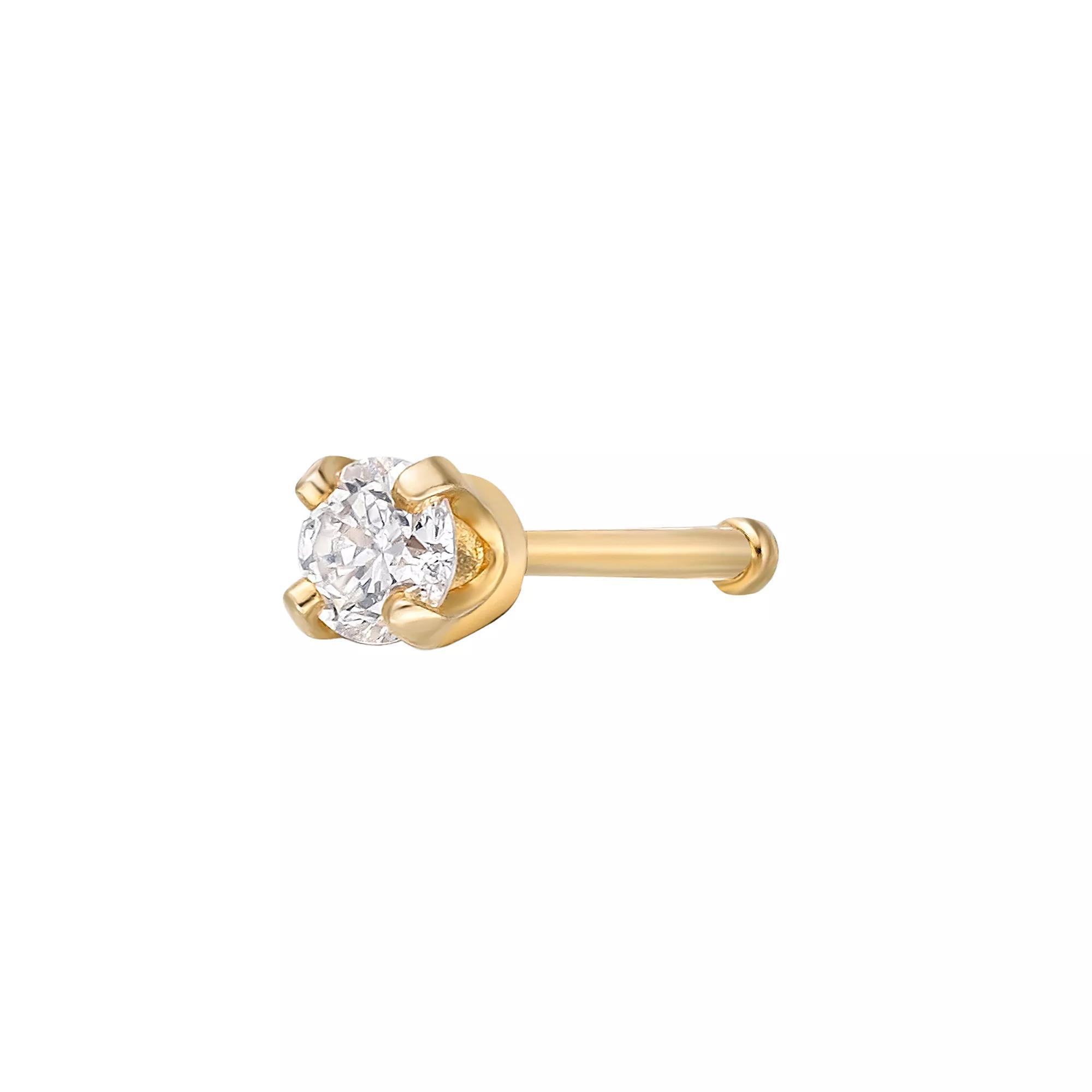 Lila Moon 14k Gold 2.7 mm Diamond Accent Nose Stud, Womens, 14k White Gold Product Image