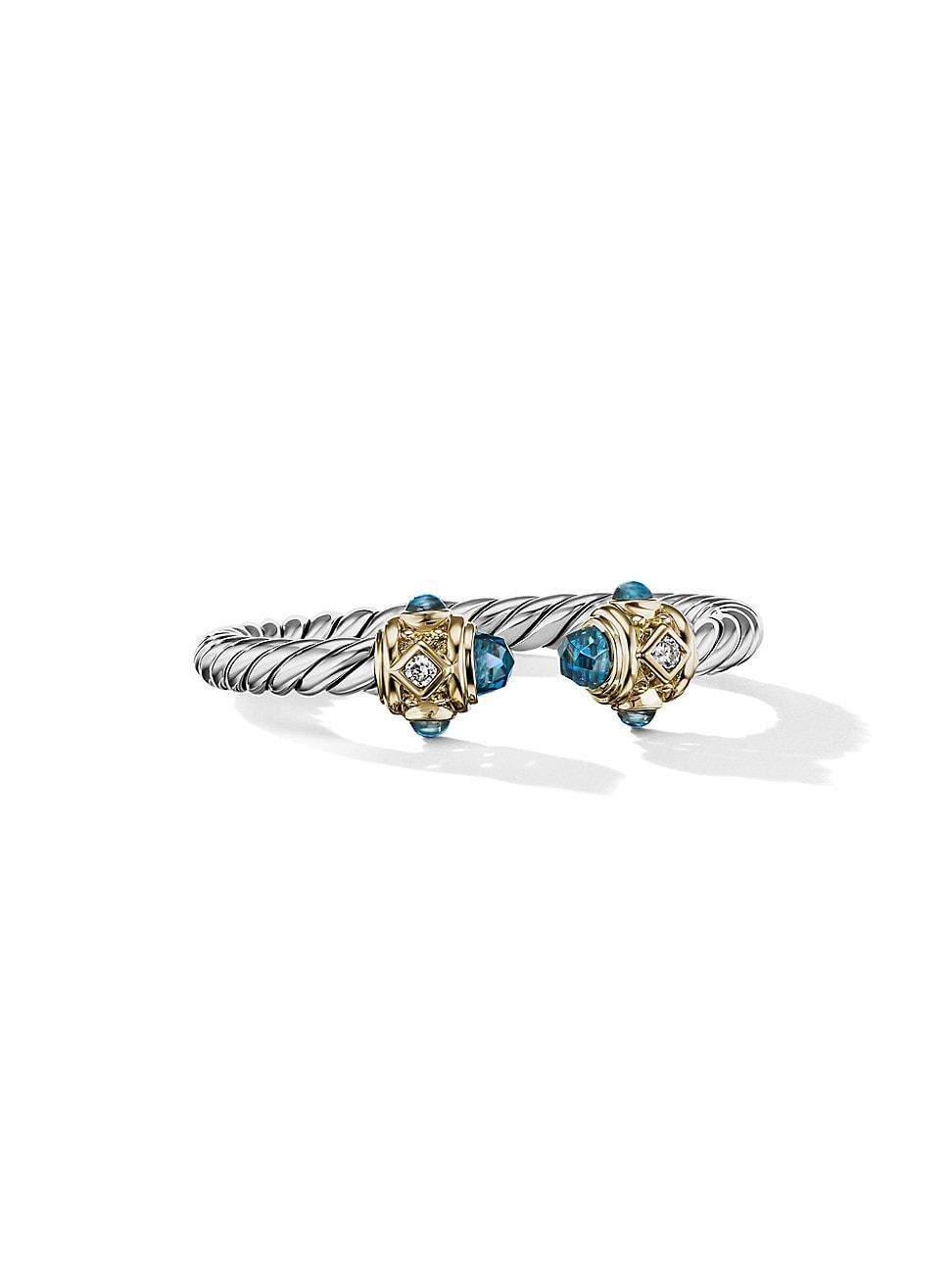 David Yurman Renaissance Ring in Sterling Silver with Hampton Blue Topaz, 14K Yellow Gold & Diamonds Product Image