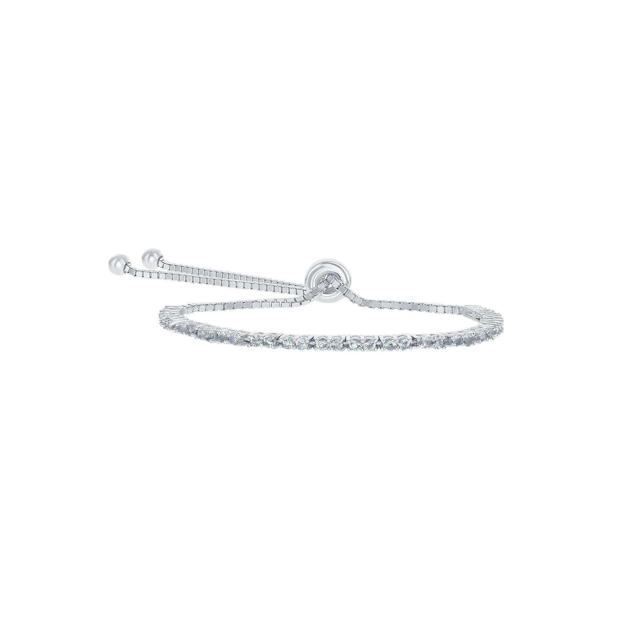 Sterling Silver 2mm Birthstone Bracelet, Women's, Size: 8", March Product Image