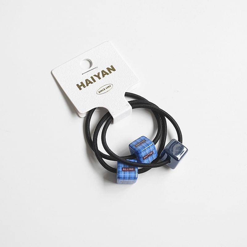 Set of 3: Plaid Cube Hair Tie + Plain Hair Tie Product Image
