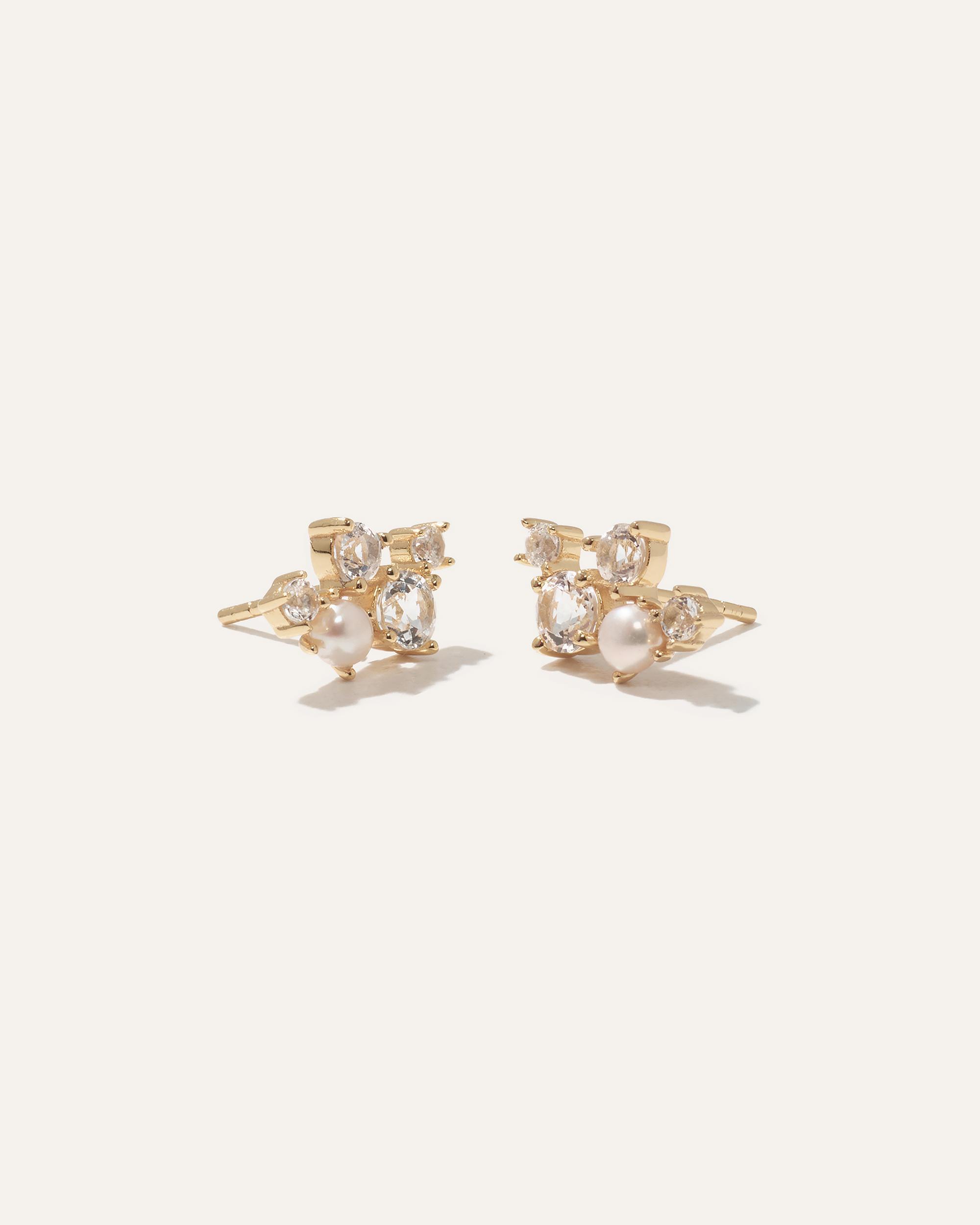 Monstera Leaf Double Huggie Hoop Earrings Product Image