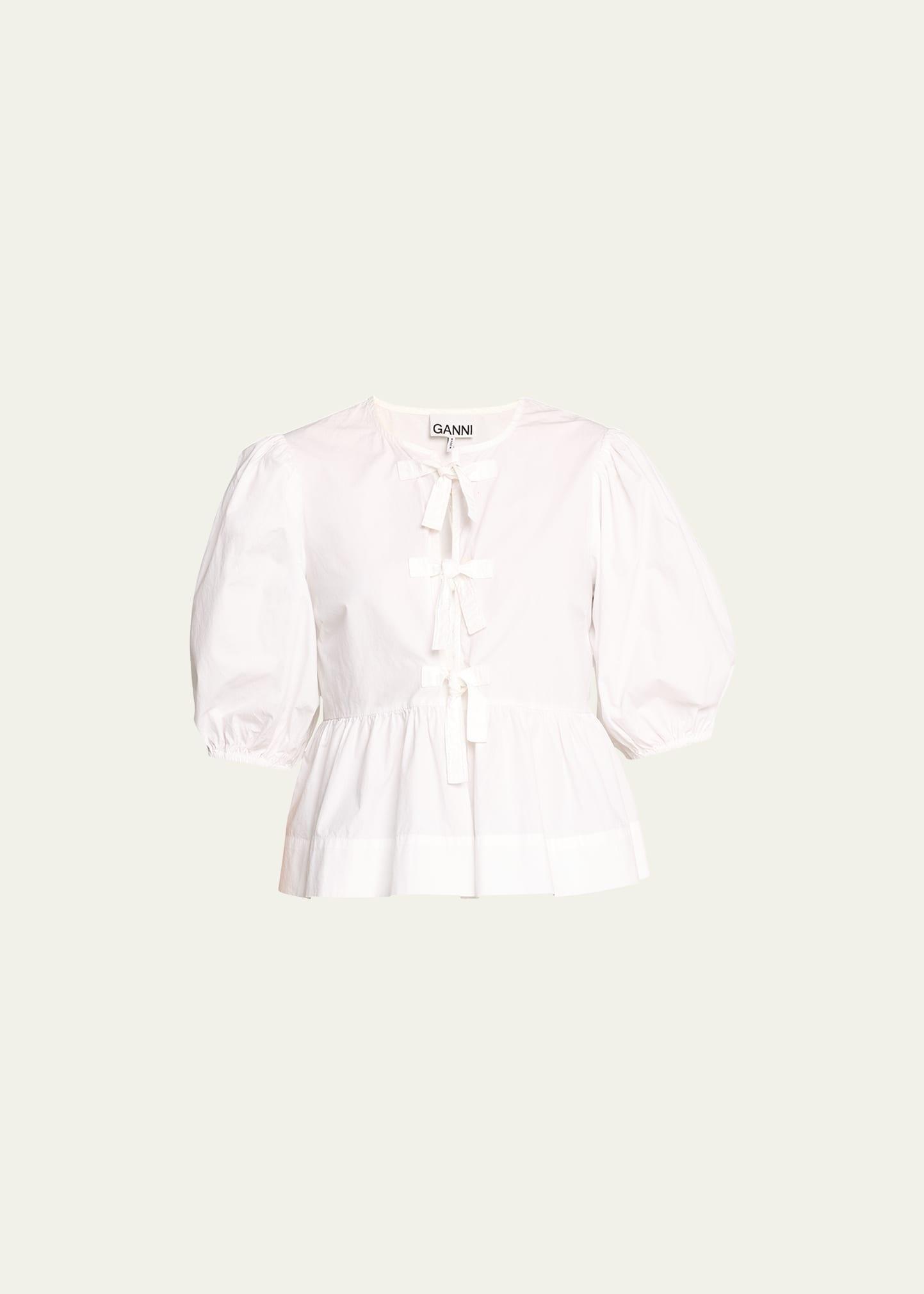Womens Cotton Poplin Peplum Blouse Product Image