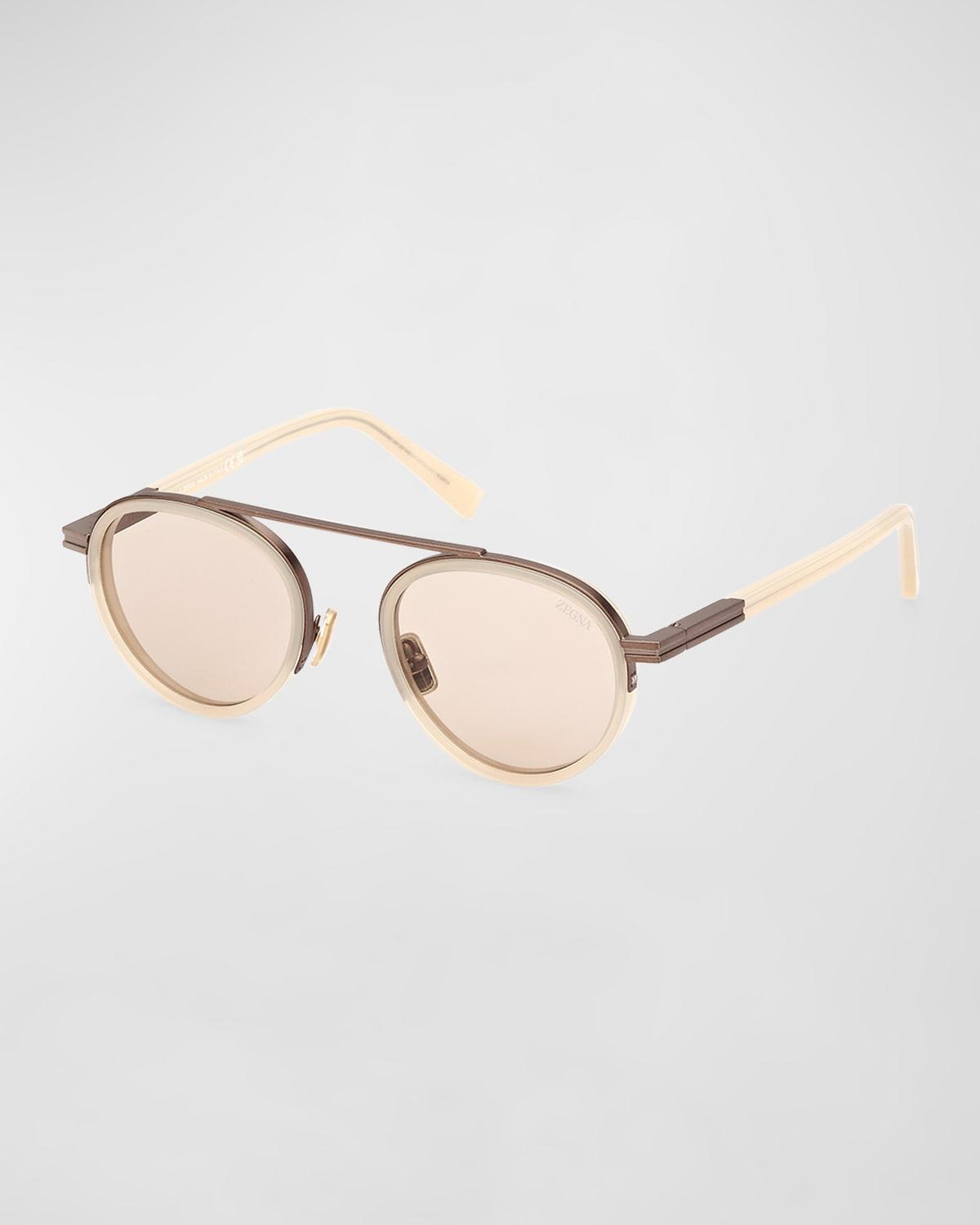 Mens ORIZZONTE II Metal-Acetate Round Sunglasses Product Image