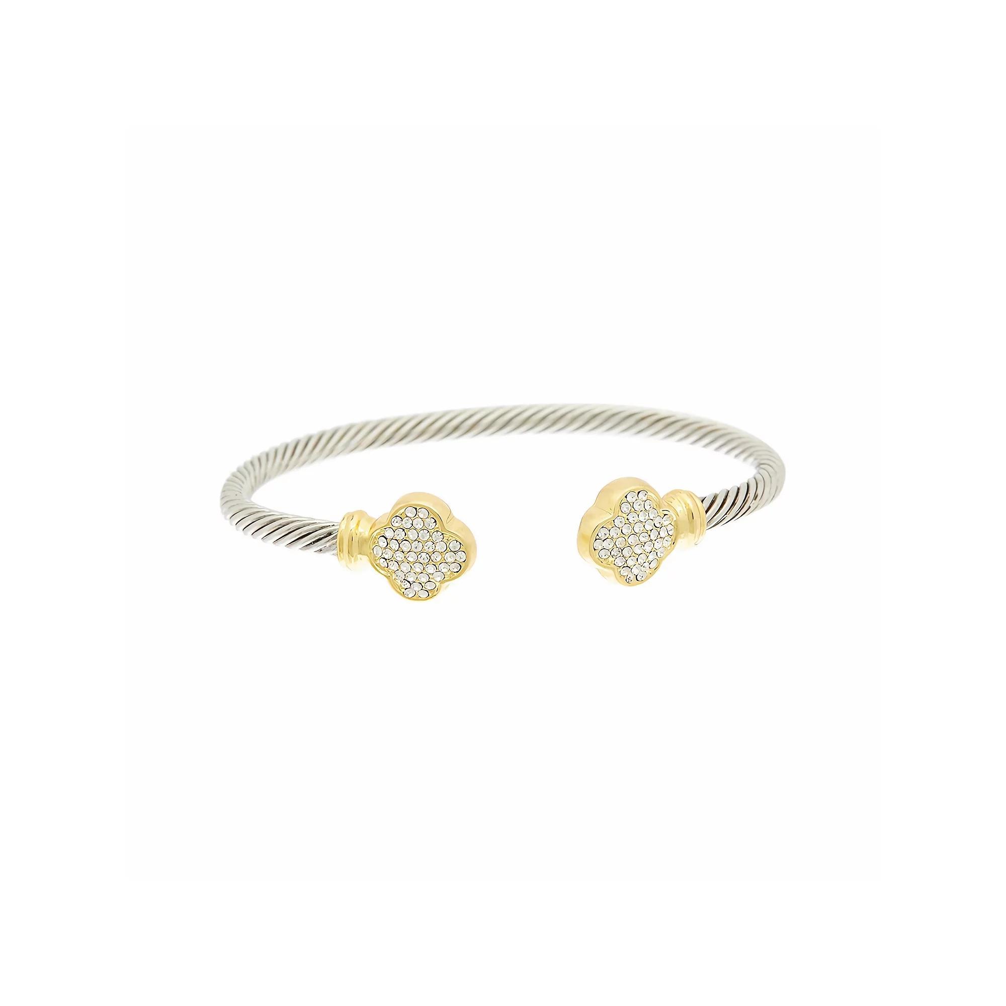 Juvell Two Tone 18k Gold Plated Cubic Zirconia Cuff Bracelet, Women's, Size: 7" Product Image