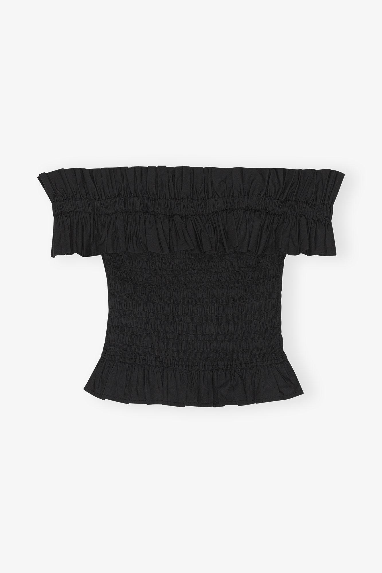 Cotton Poplin Off-Shoulder Smock Top Product Image