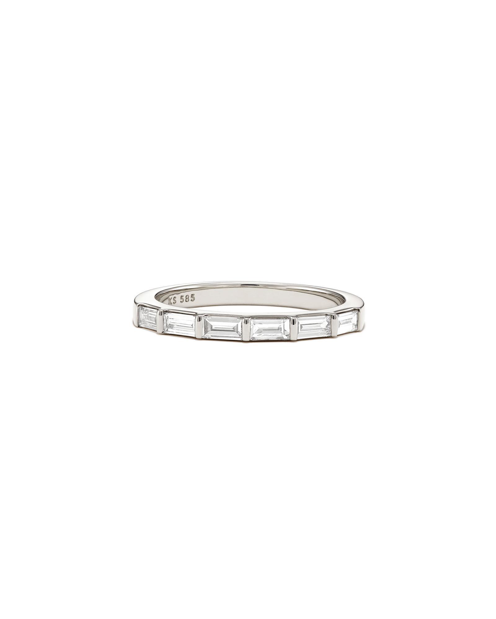 Isabella 14k White Gold Half Eternity Band Ring in White Diamond Product Image