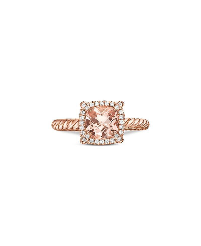 David Yurman Petite Chatelaine Pave Bezel Ring in 18K Rose Gold with Morganite Product Image