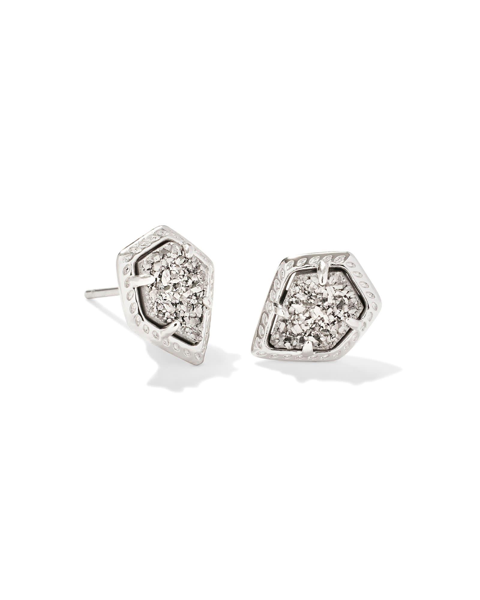 Framed Silver Tessa Stud Earrings in Platinum Drusy Product Image