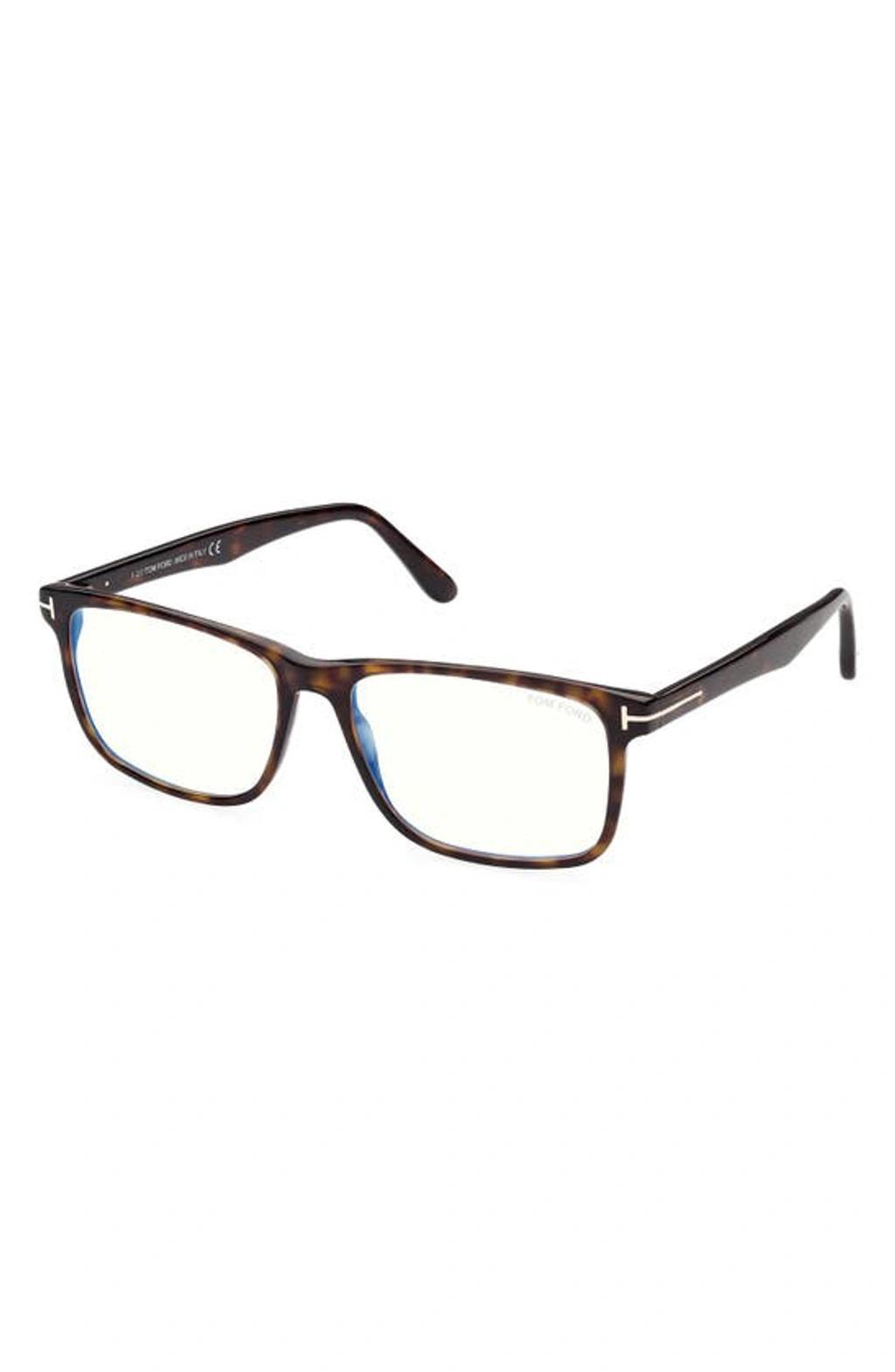 TOM FORD 53mm Square Blue Light Blocking Optical Glasses In Dark Havana Product Image