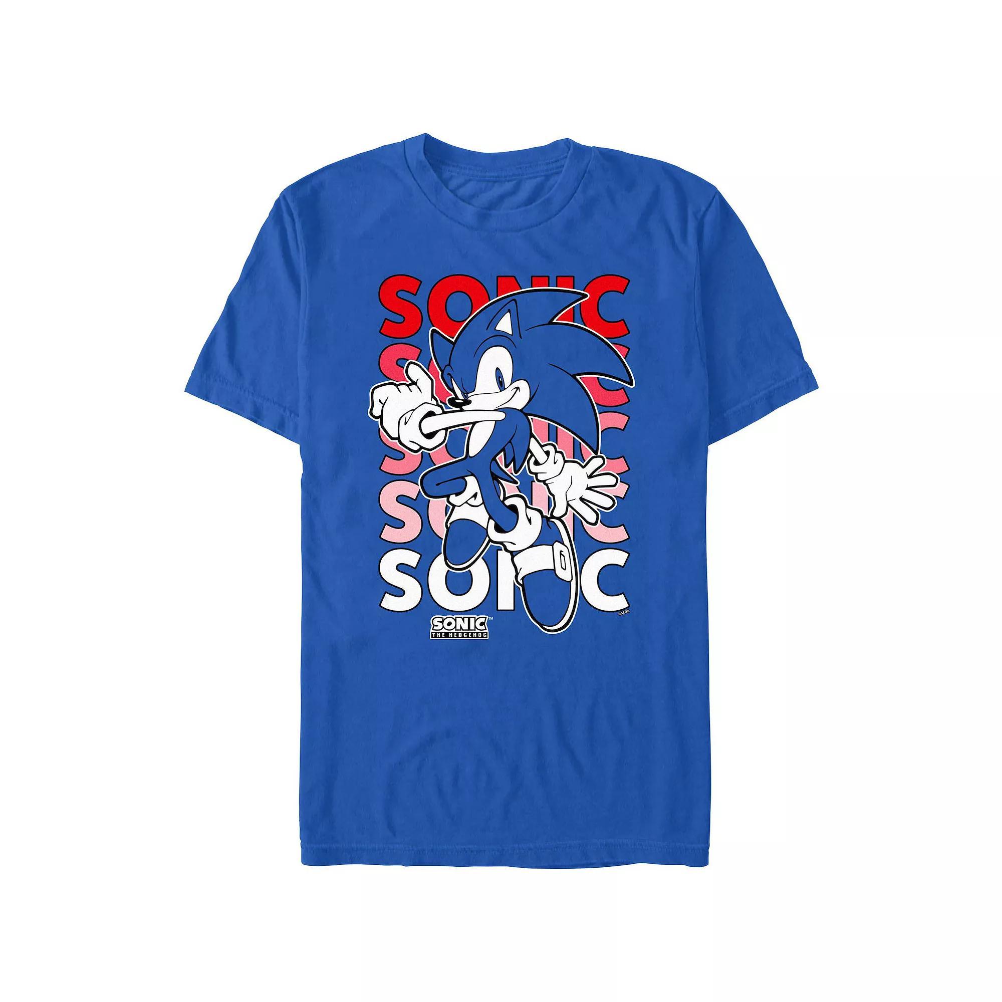 Men's Sonic The Hedgehog Jumping Poster Graphic Tee, Size: Large, Royal Product Image