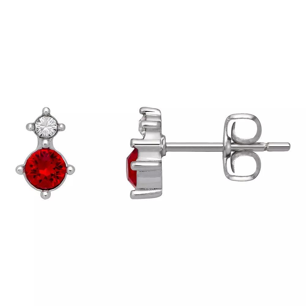 Brilliance Fine Silver-Plated Birthstone Crystal Stud Earrings, Women's, Silver Tone July Product Image