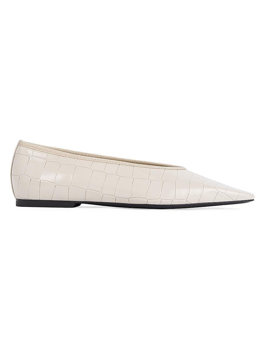 Womens Croc-Embossed Patent Leather Ballerina Flats Product Image