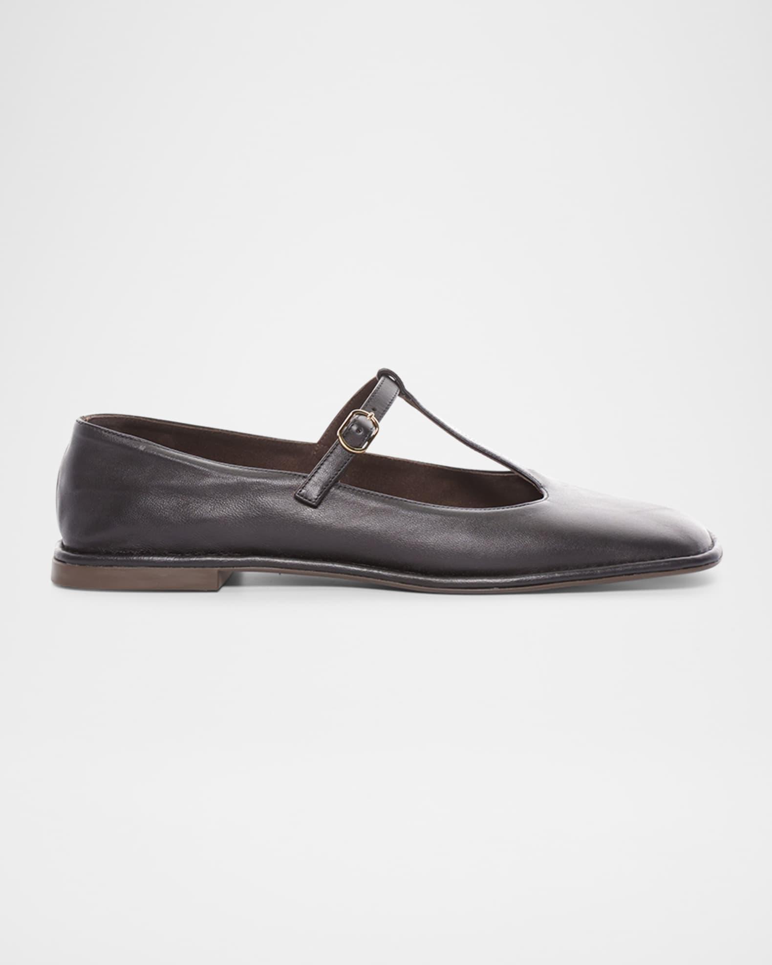 Leather T-Strap Ballerina Flats Product Image